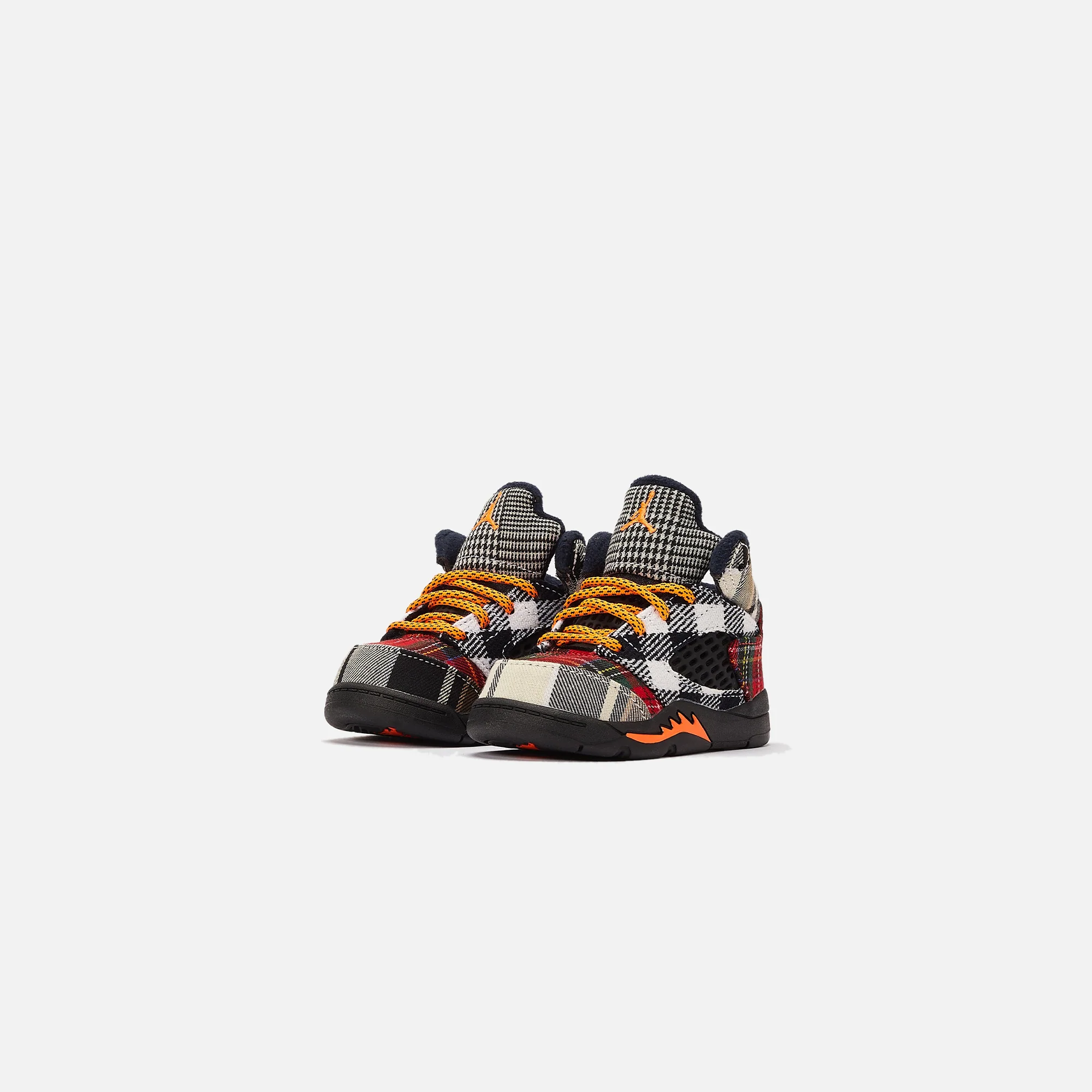 Nike TD Air Jordan 5 Retro Plaid - Black / Dark Obsidian / Total Orange - Image 2