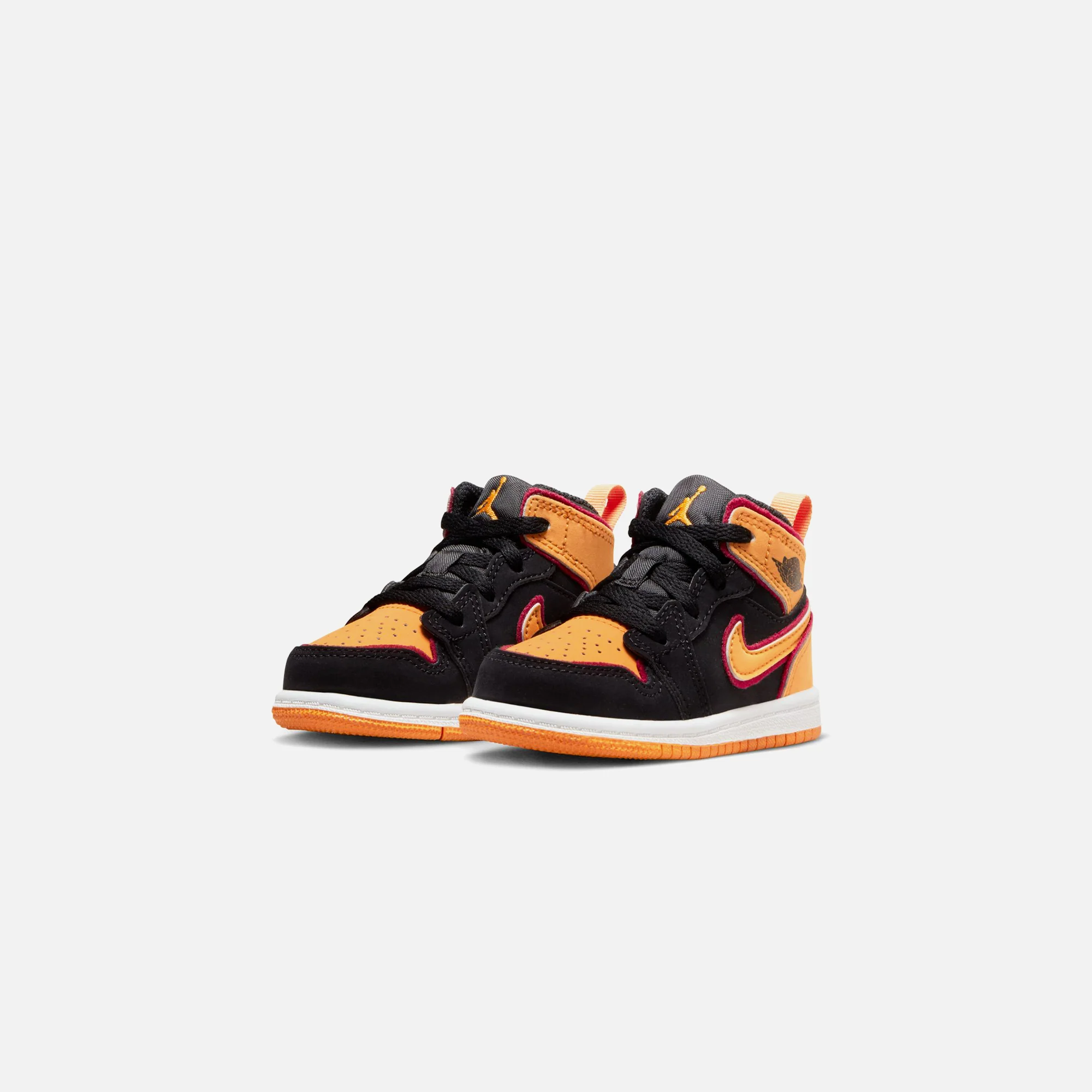 Nike TD Air Jordan 1 Mid SE - Black / Vivid Orange / Cardinal Red / White - Image 2
