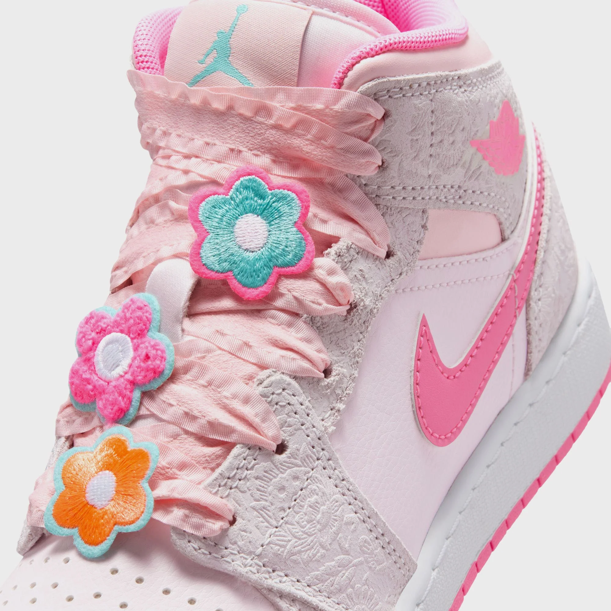 Jordan GS Air Jordan 1 Mid Alt SE - Vast Grey / Pink Glow / Sail / Pink Bloom - Image 7