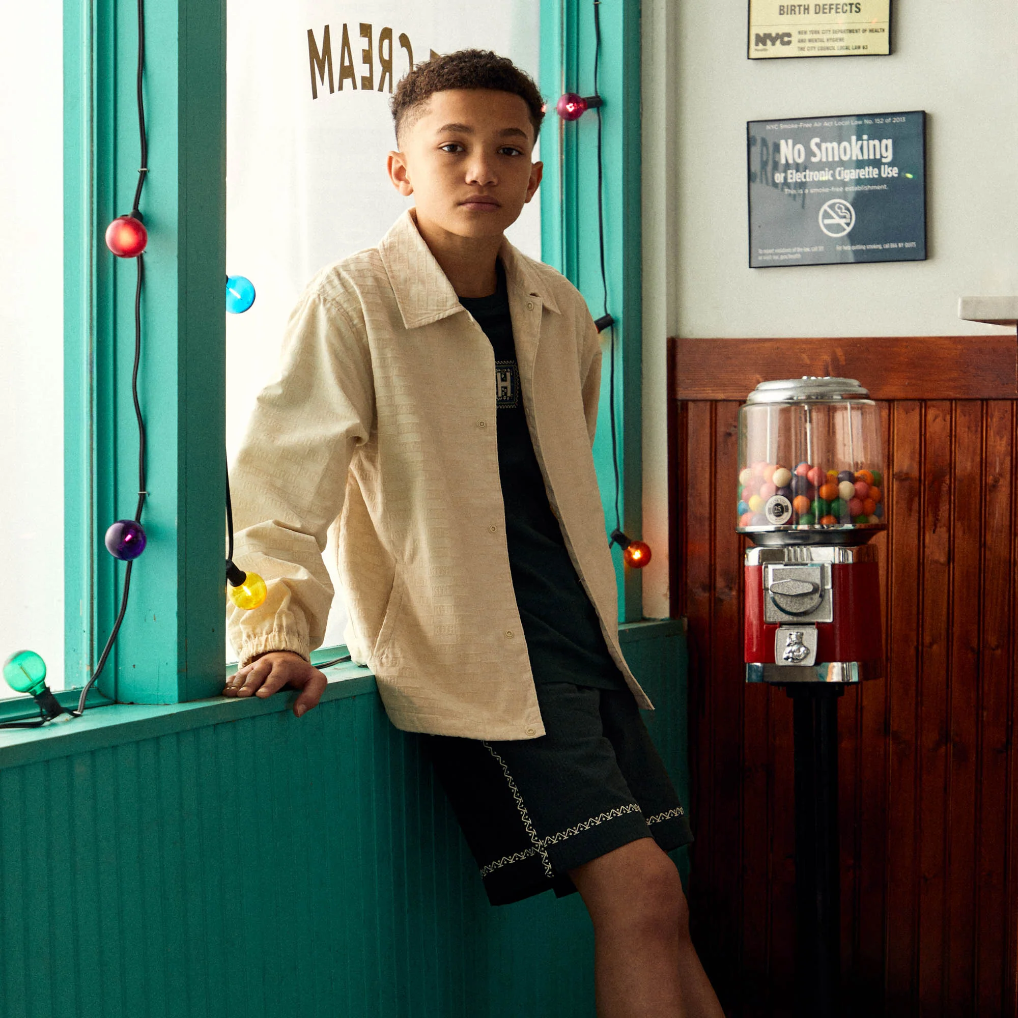Kith Kids Flocked Monogram Coaches Jacket - Veil - Image 2