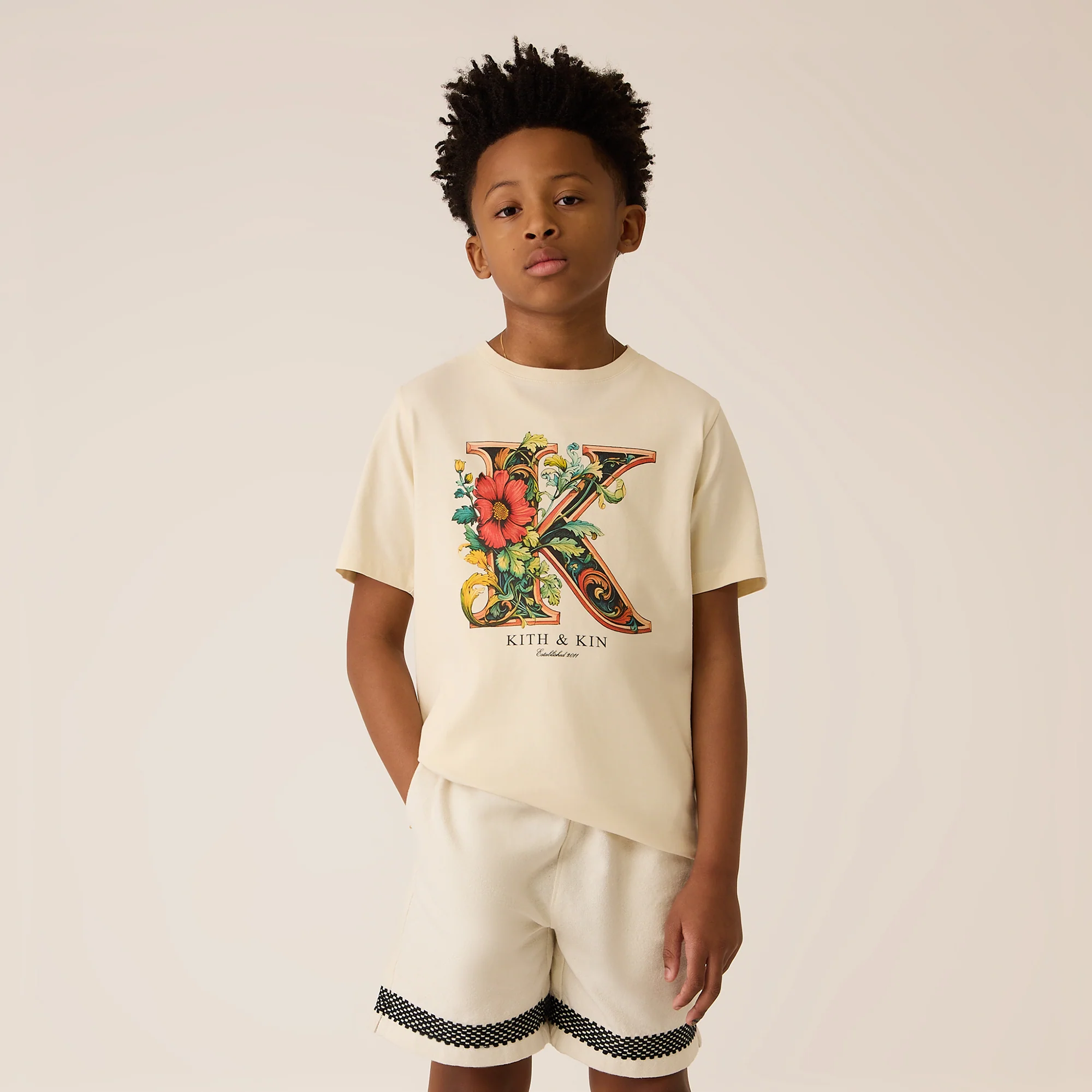 Kith Kids Floral K Tee - Sandrift - Image 2