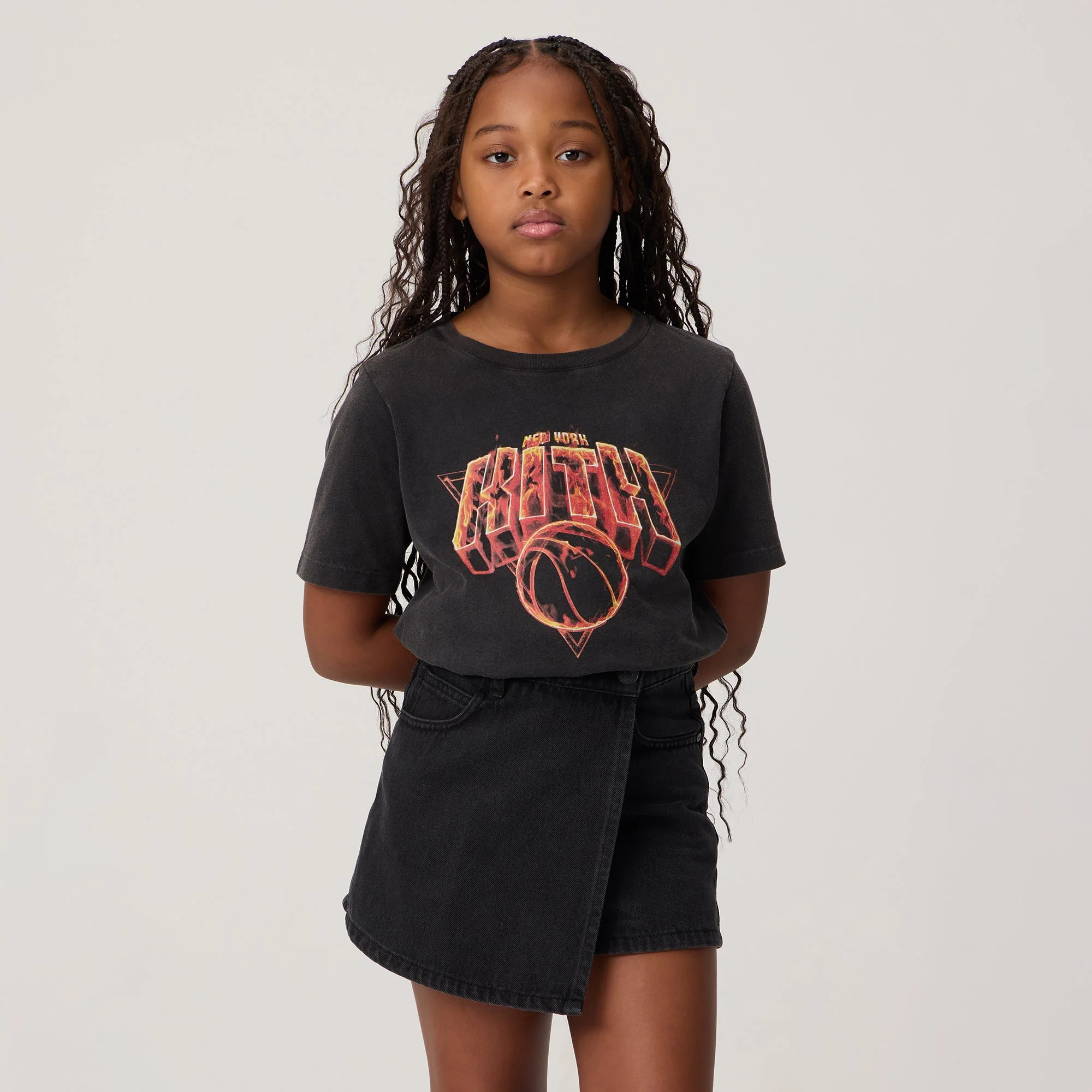 Kith Kids for the New York Knicks Vintage Fire Tee - Black - Image 2