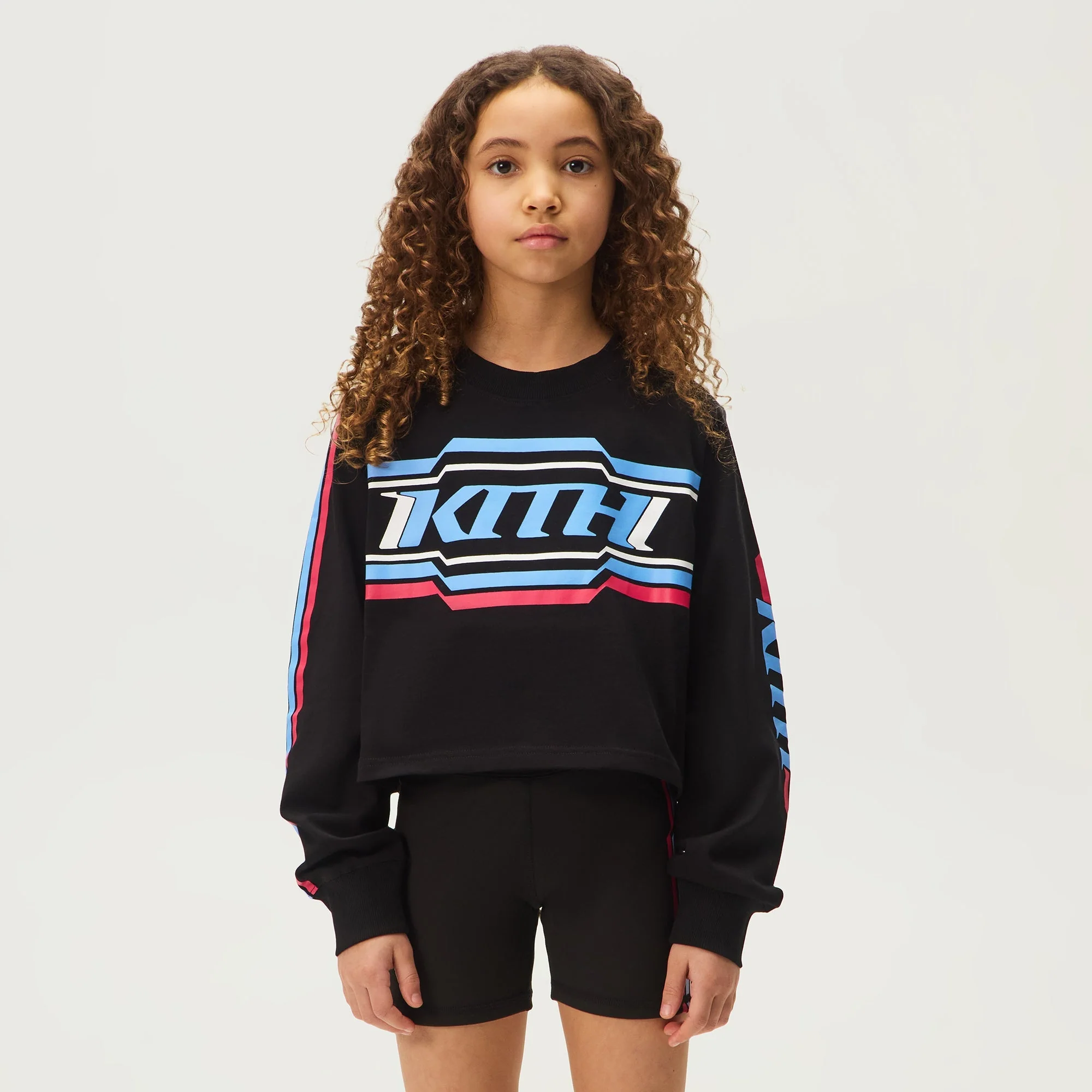 Kith Kids Retro Moto Cropped Jasper Tee - Black - Image 2