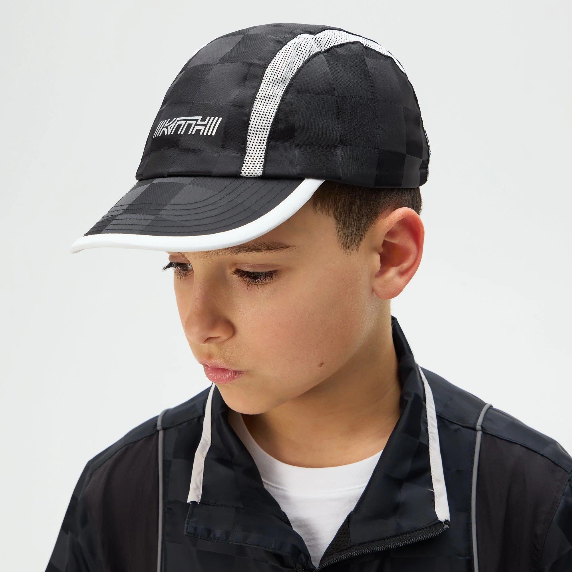 Kith Kids Checkered Satin Camper Cap - Black - Image 2