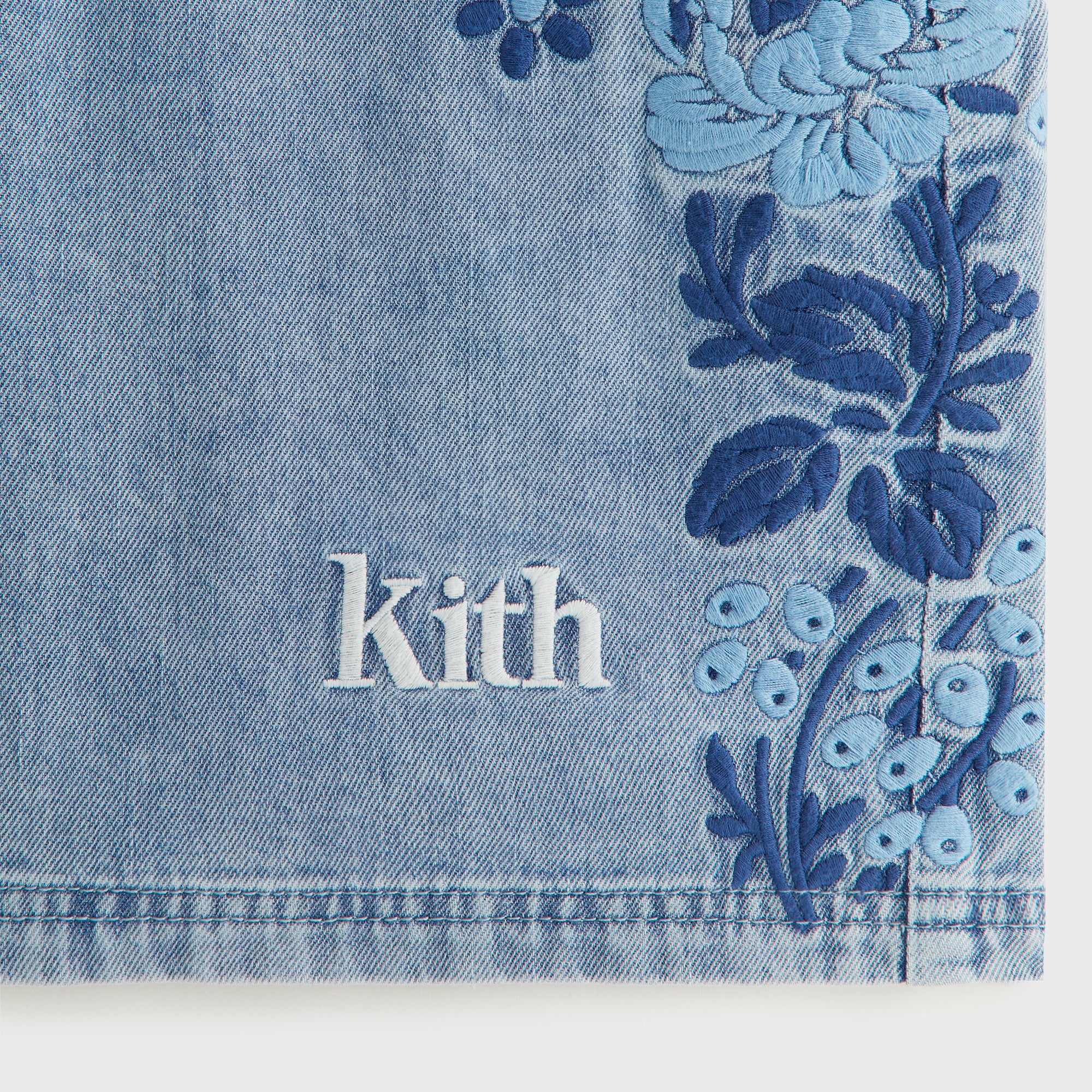 Kith Kids Floral Paisley Chambray Apollo Short - Kent Light Wash - Image 5