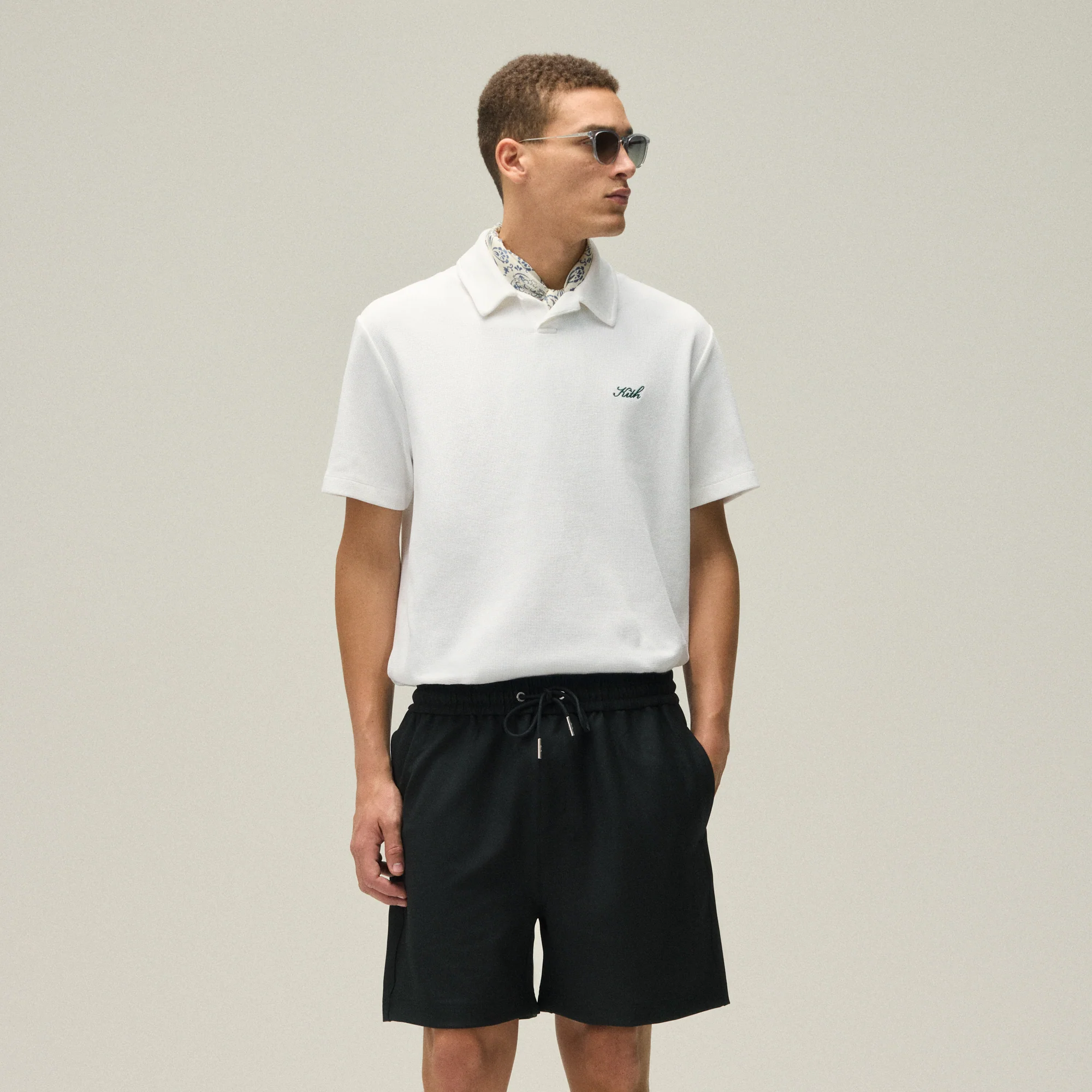 Kith Micro Waffle Drew Polo Shirt - White - Image 2