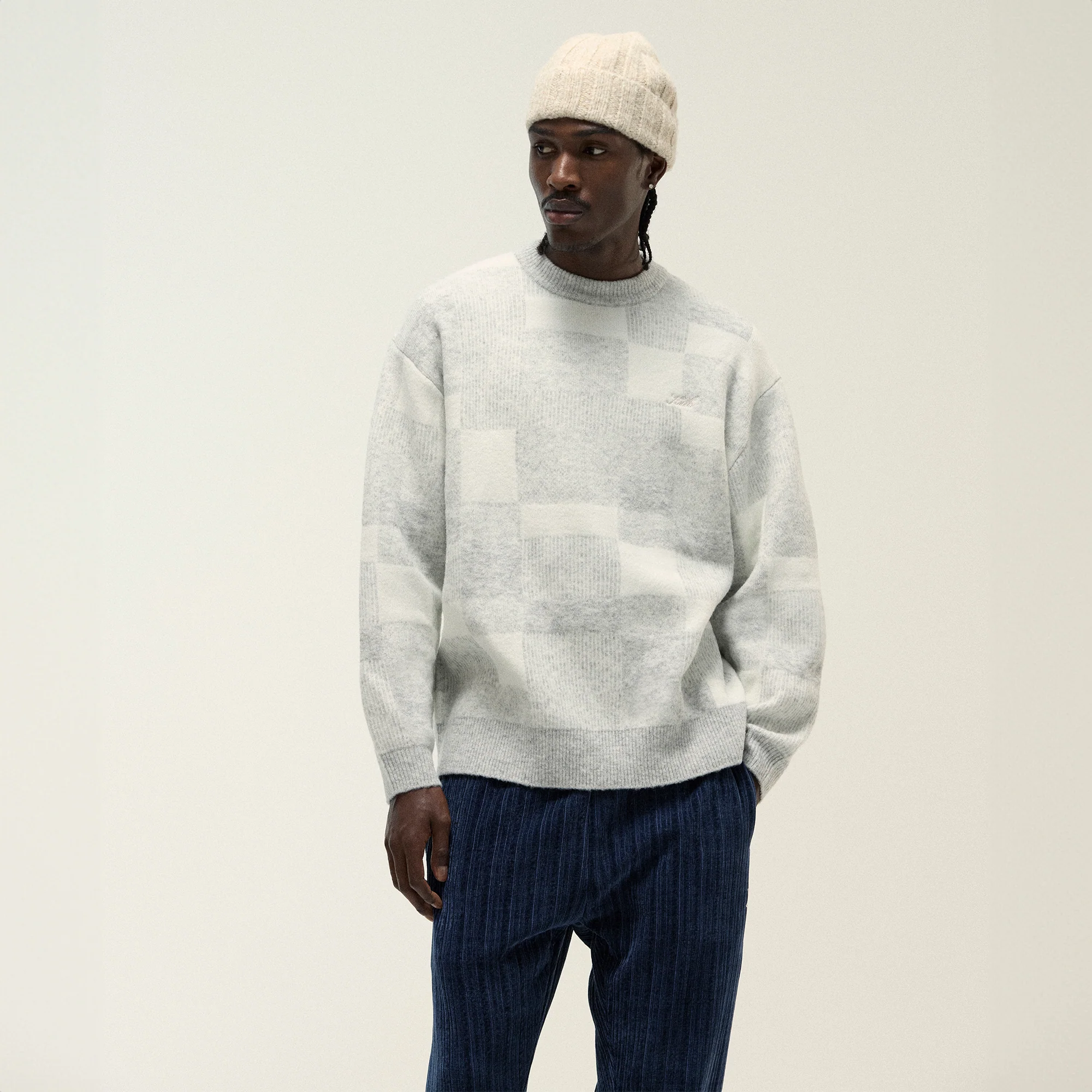 Kith Lewis Check Sweater - Light Heather Grey - Image 2