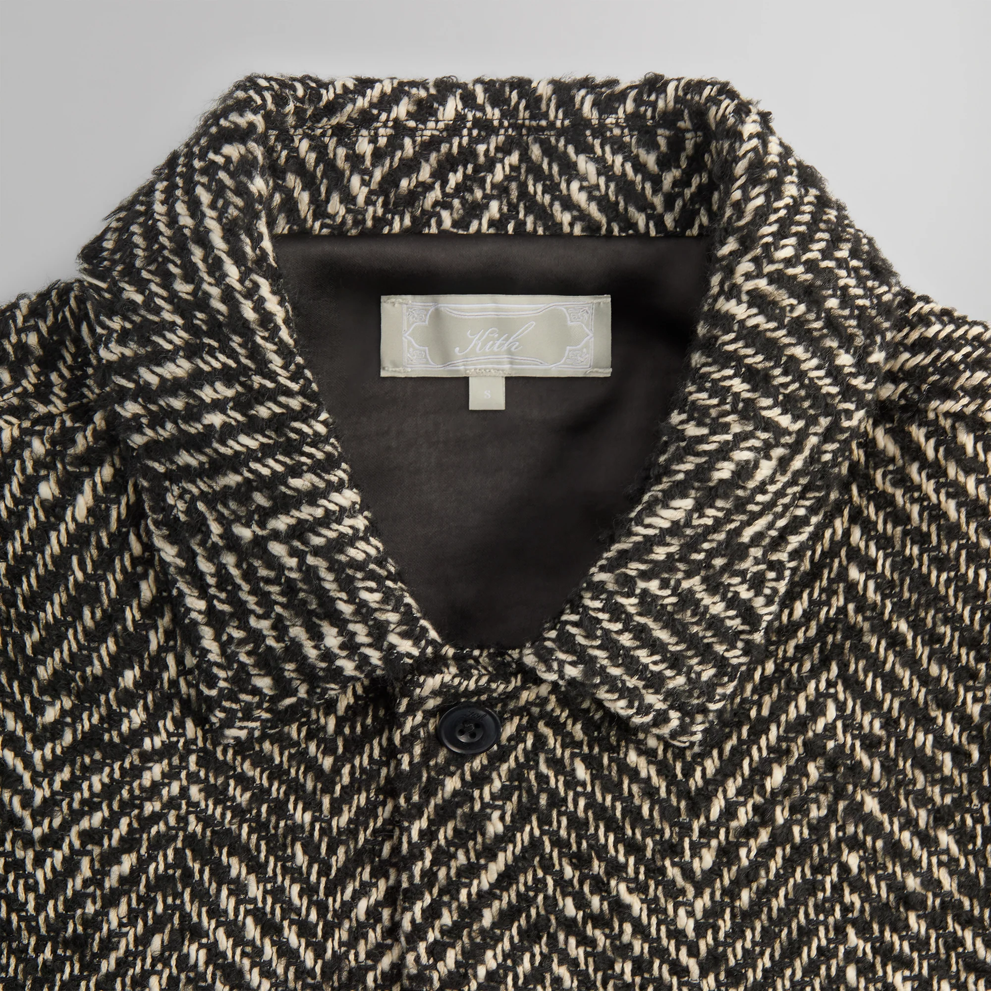 Kith Oversized Herringbone Boxy Collared Overshirt - Black - Image 4