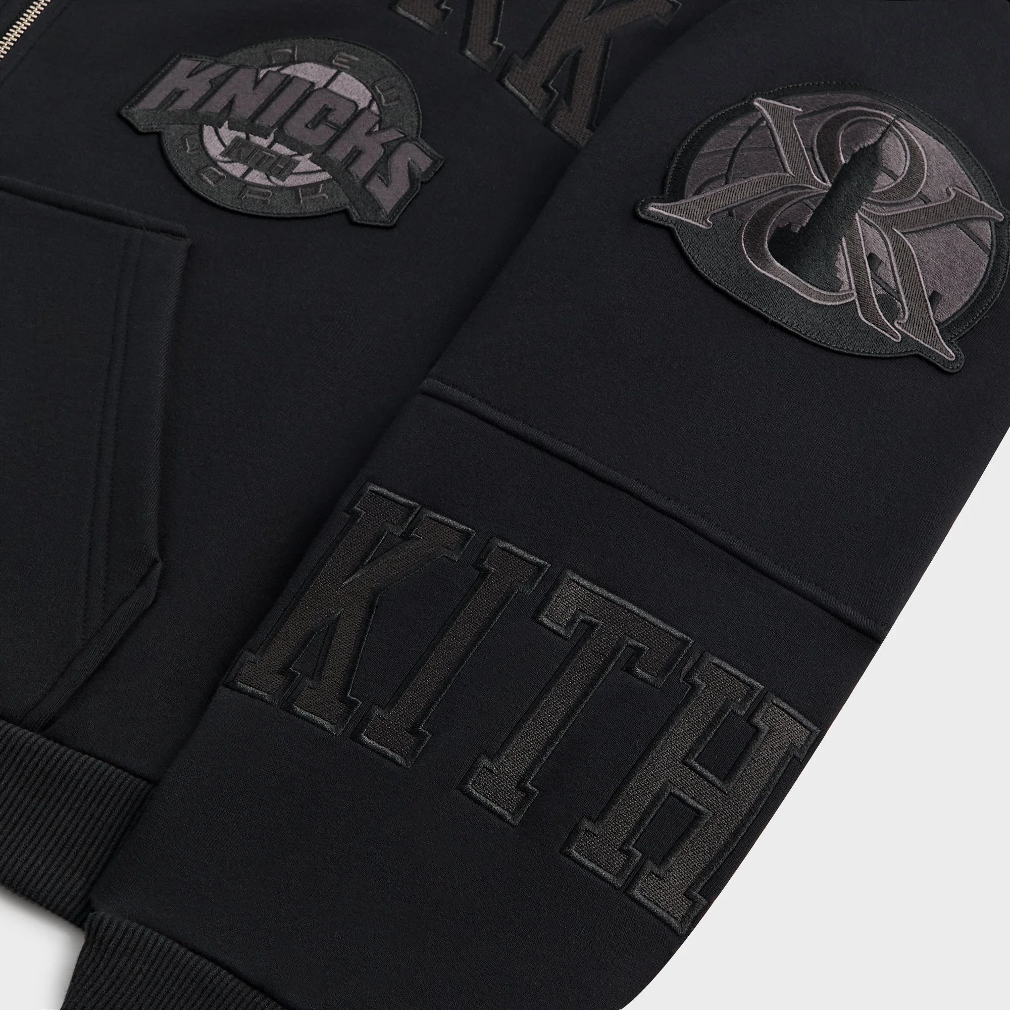 Kith for the New York Knicks Mash Up Cropped Braxton Vintage Hoodie - Black - Image 8
