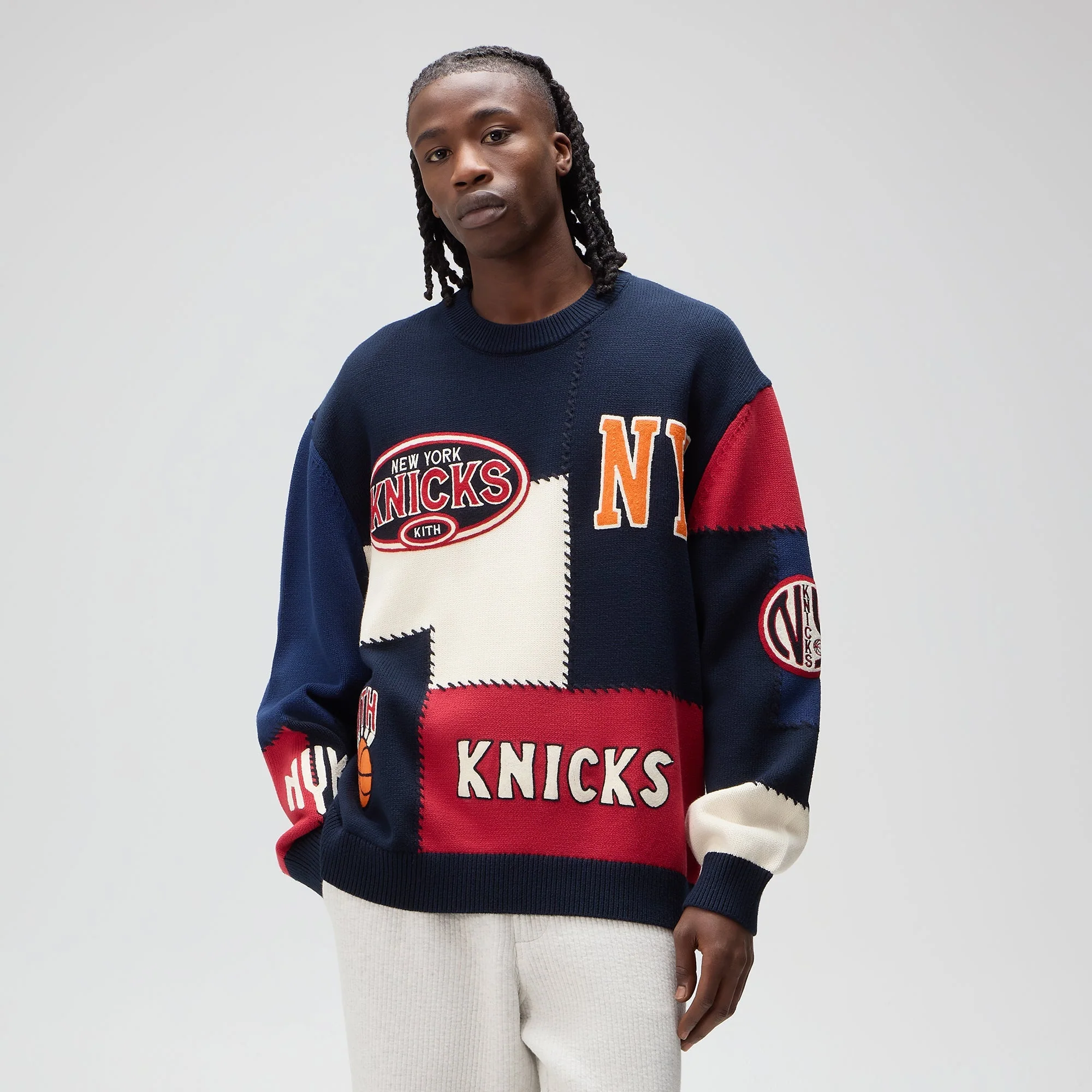 Kith for the New York Knicks Patchwork Crewneck Sweater - Nocturnal - Image 2
