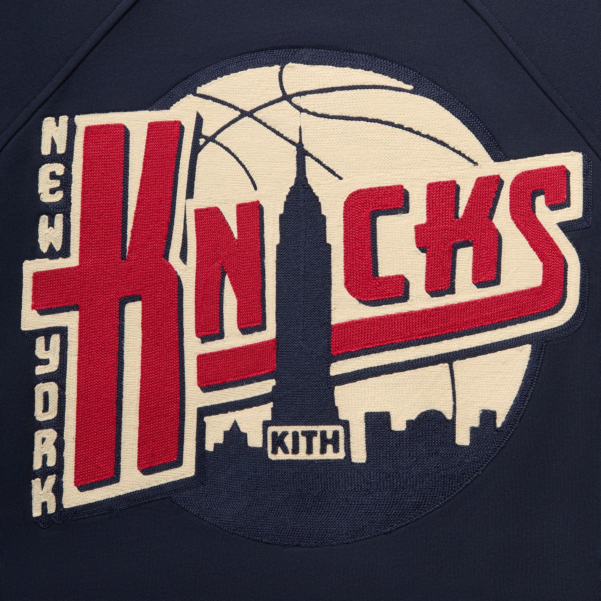 Kith for the New York Knicks Basketball Vintage Nelson Raglan Crewneck - Nocturnal - Image 4