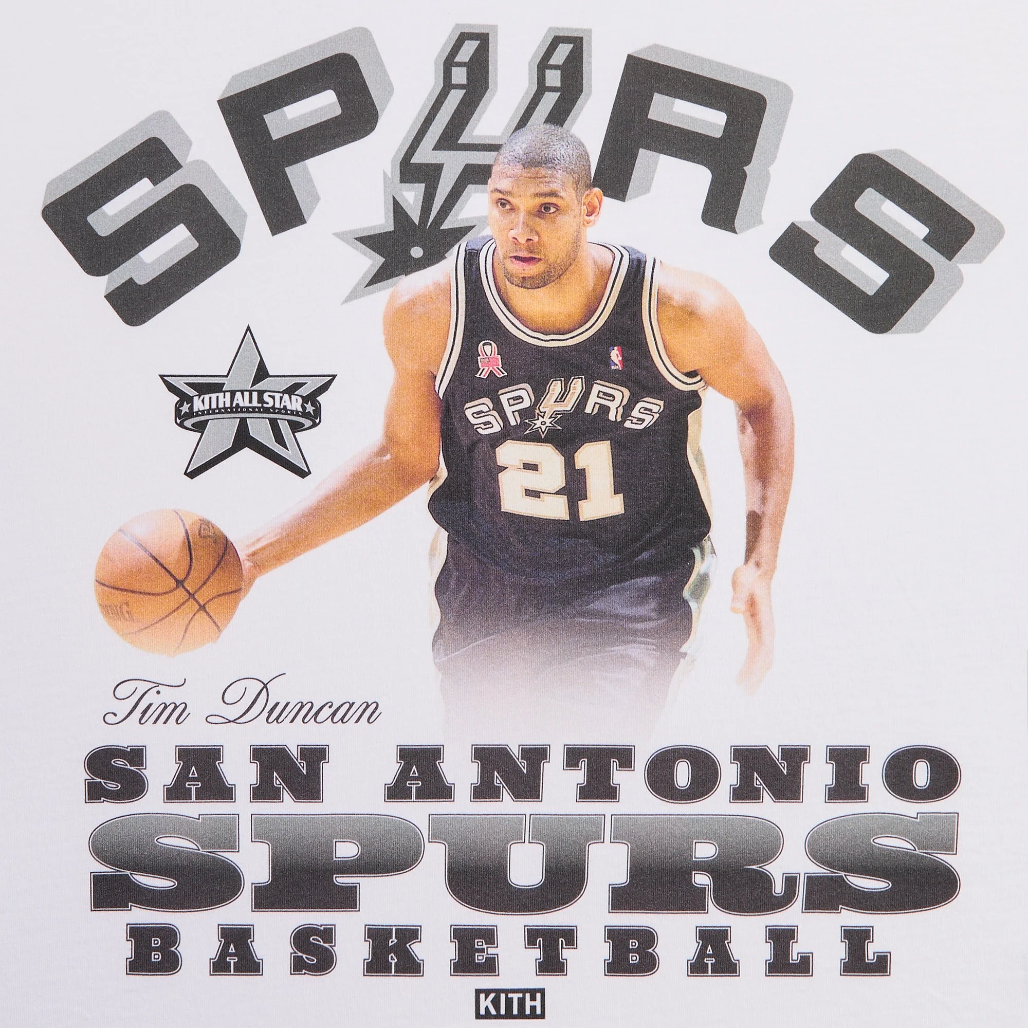 Kith for NBA All-Star San Antonio Spurs Tim Duncan Vintage Tee - White - Image 2
