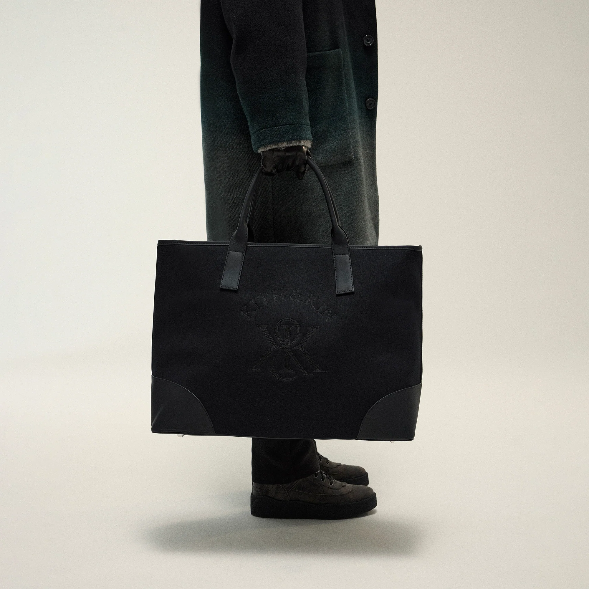 Kith Leather Trimmed Canvas Tote - Black - Image 2