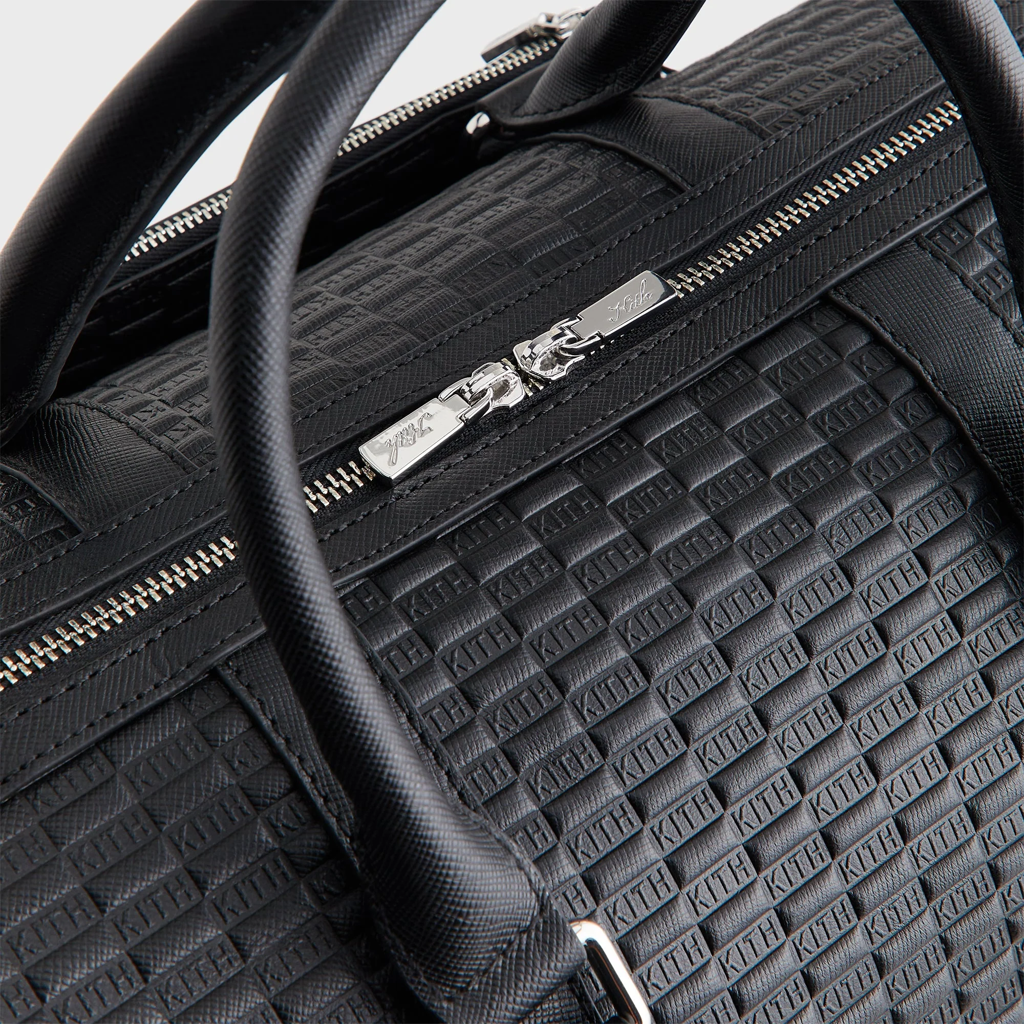 Kith Monogram Leather Explorer Traveler K40 Duffle Bag - Black - Image 4