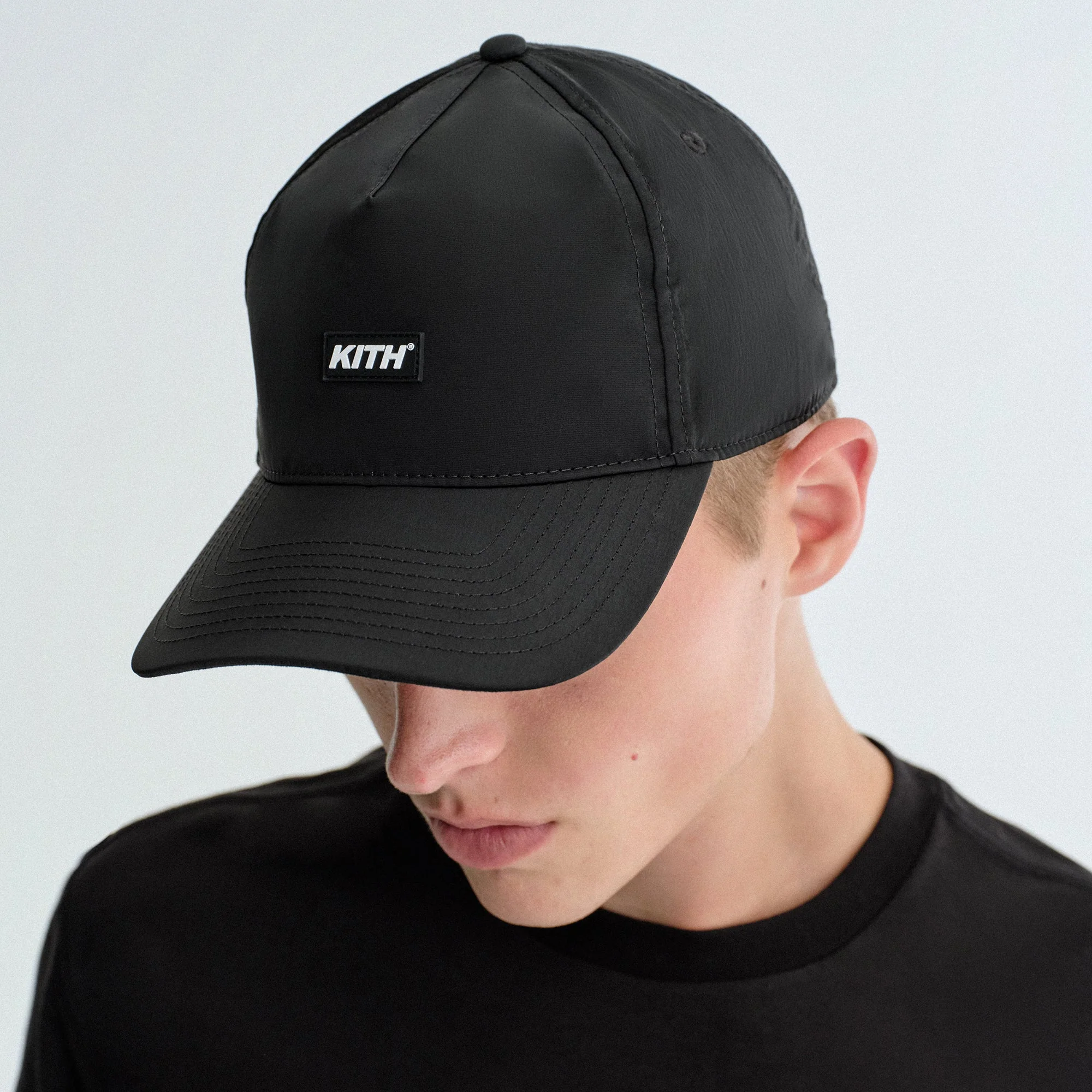Kith Wrinkle Nylon Bay Low Pinch Crown Snapback - Black - Image 2