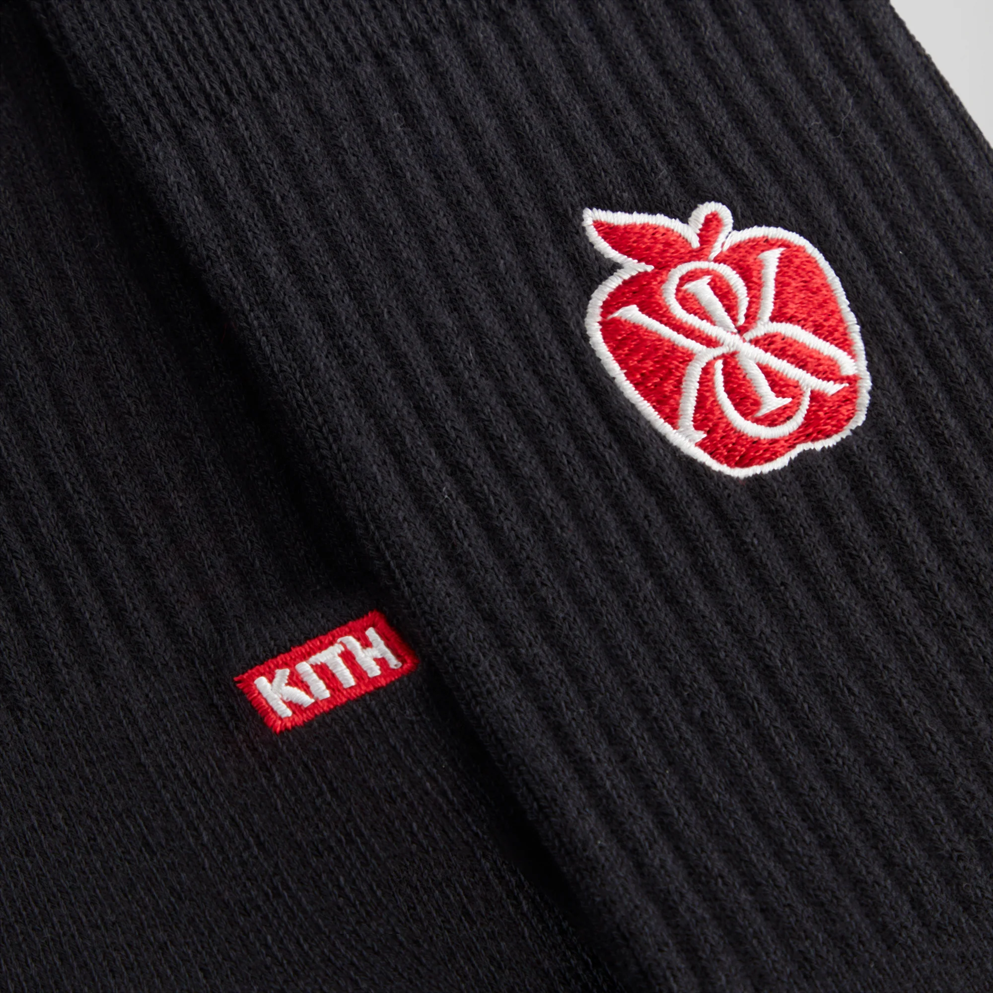 Kith Apple Crest Embroidered Socks - Black - Image 3