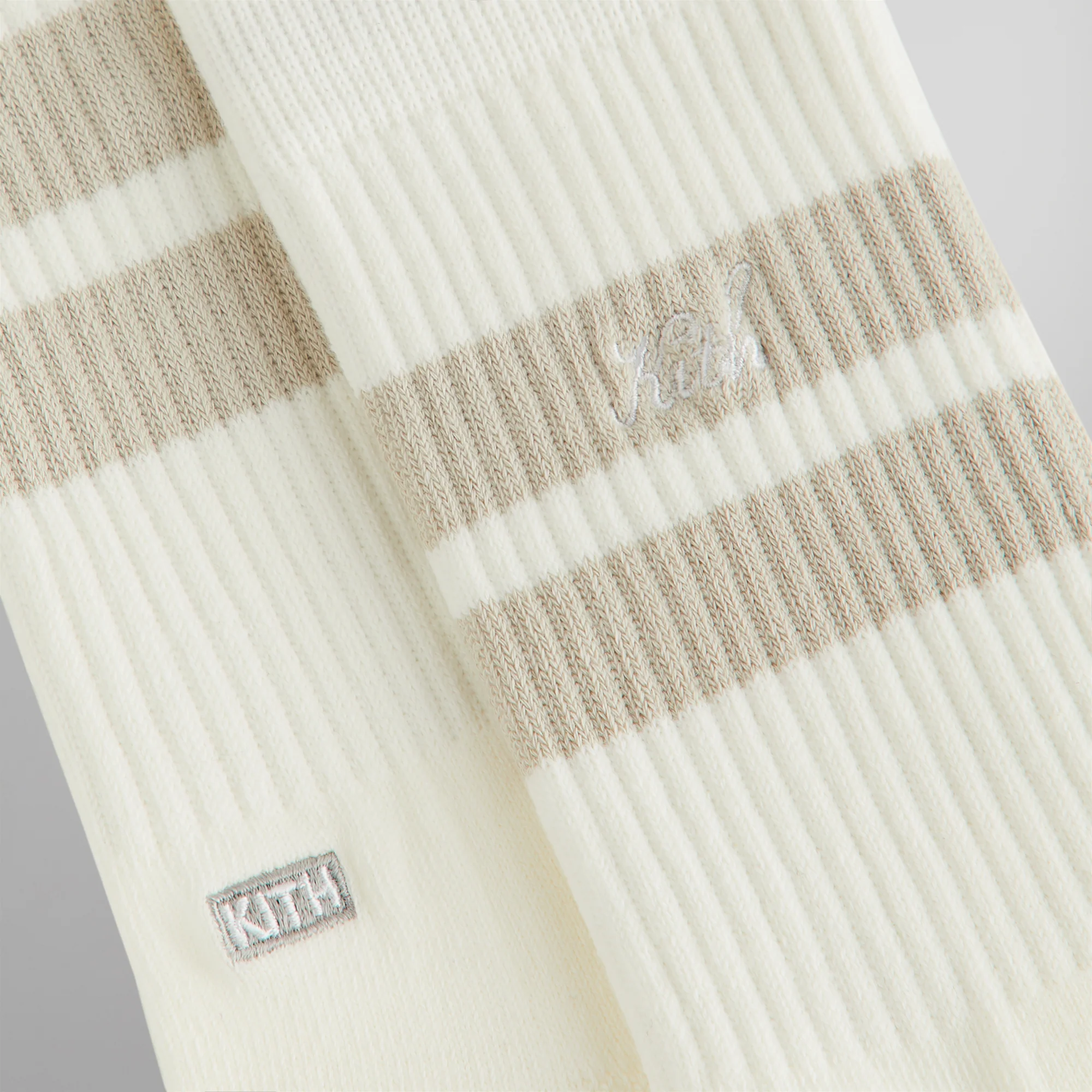 Kith Double Stripe Script Embroidered Cotton Crew Socks - Hallow - Image 3