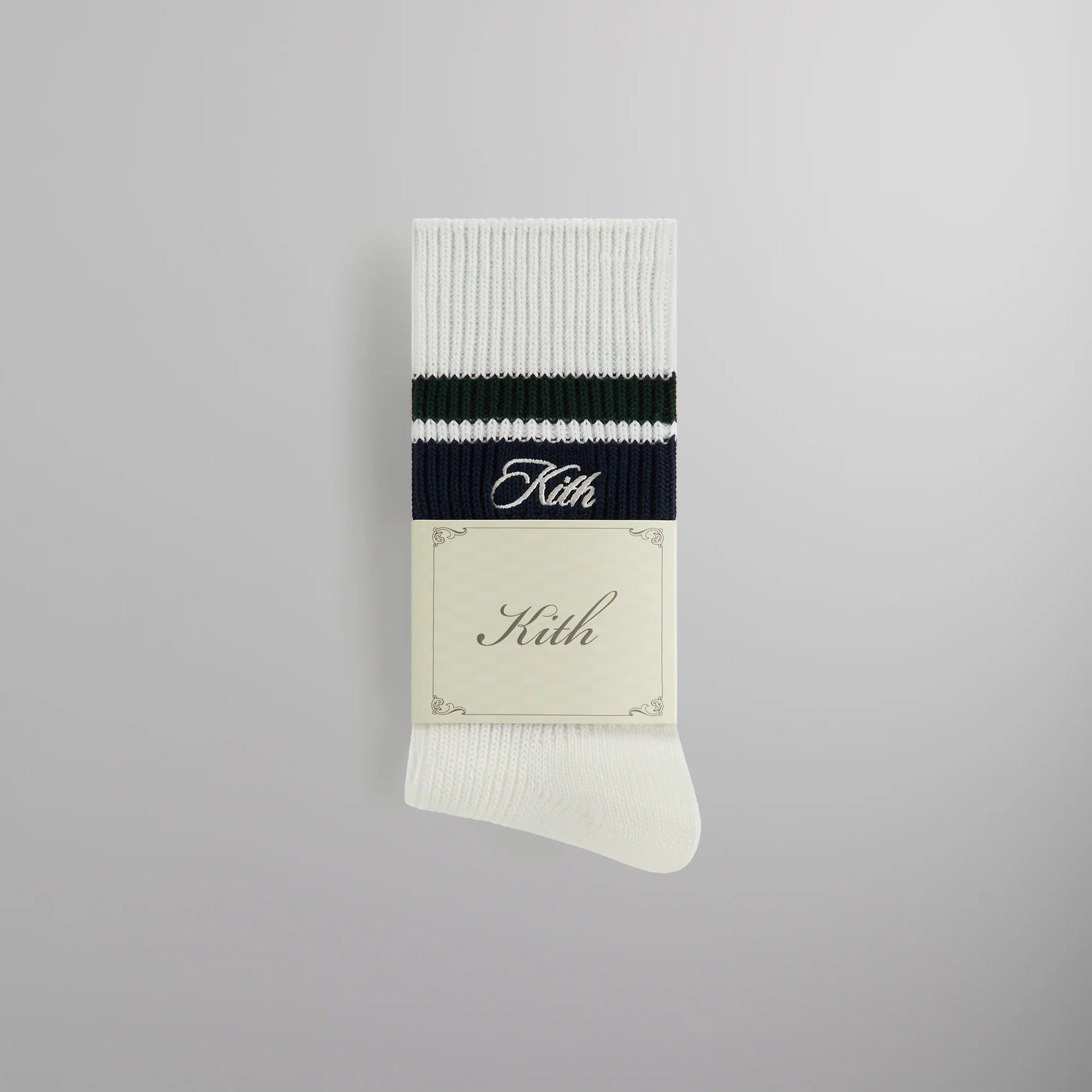Kith Calf Stripe Relaxed Crew Sock - White - Image 2