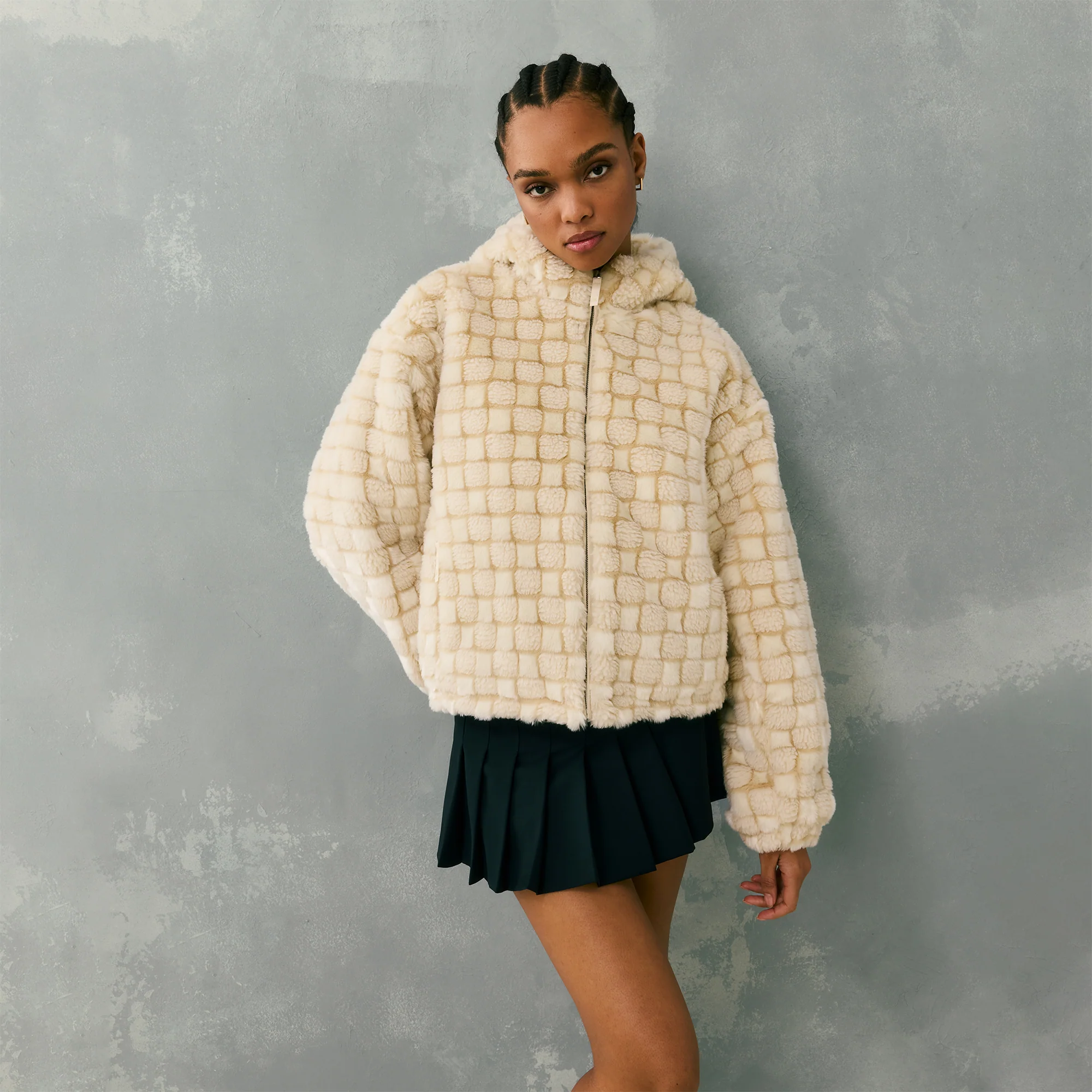 Kith Women Toshi Checked Teddy Bomber - Veil - Image 2
