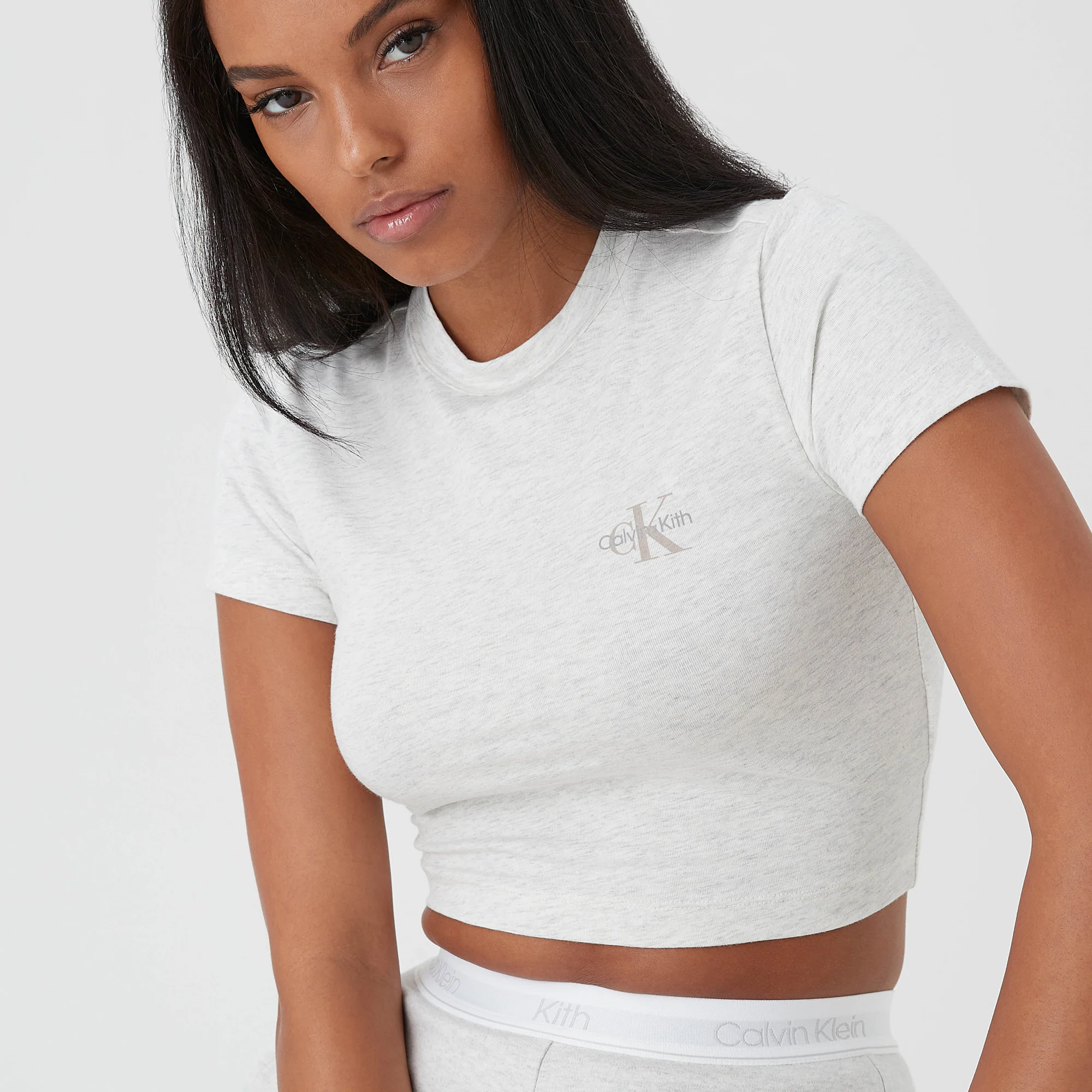 Kith Women for Calvin Klein Mulberry Tee - Light Heather Grey - Image 5