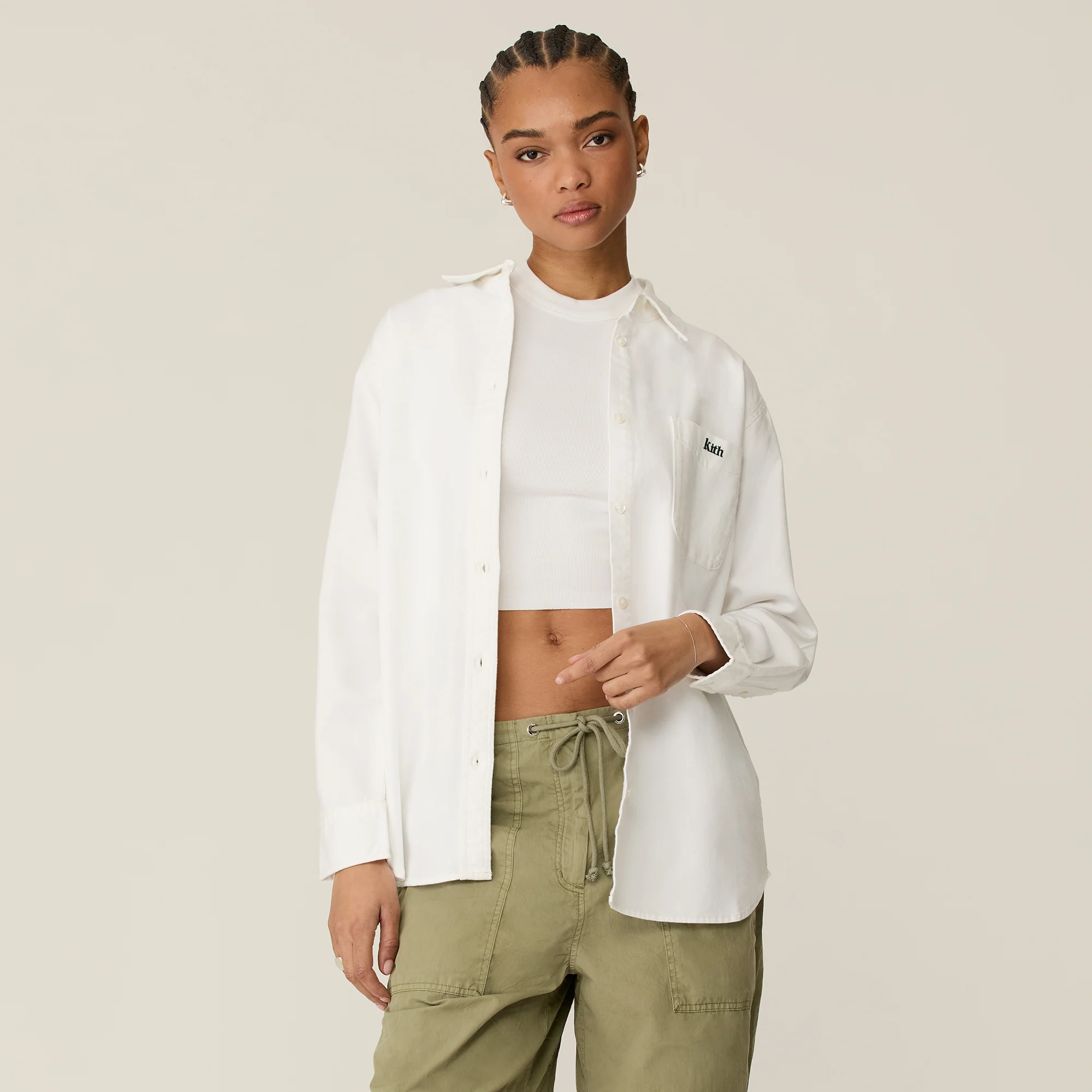 Kith Women Ora II Denim Shirt - Putty Denim - Image 2