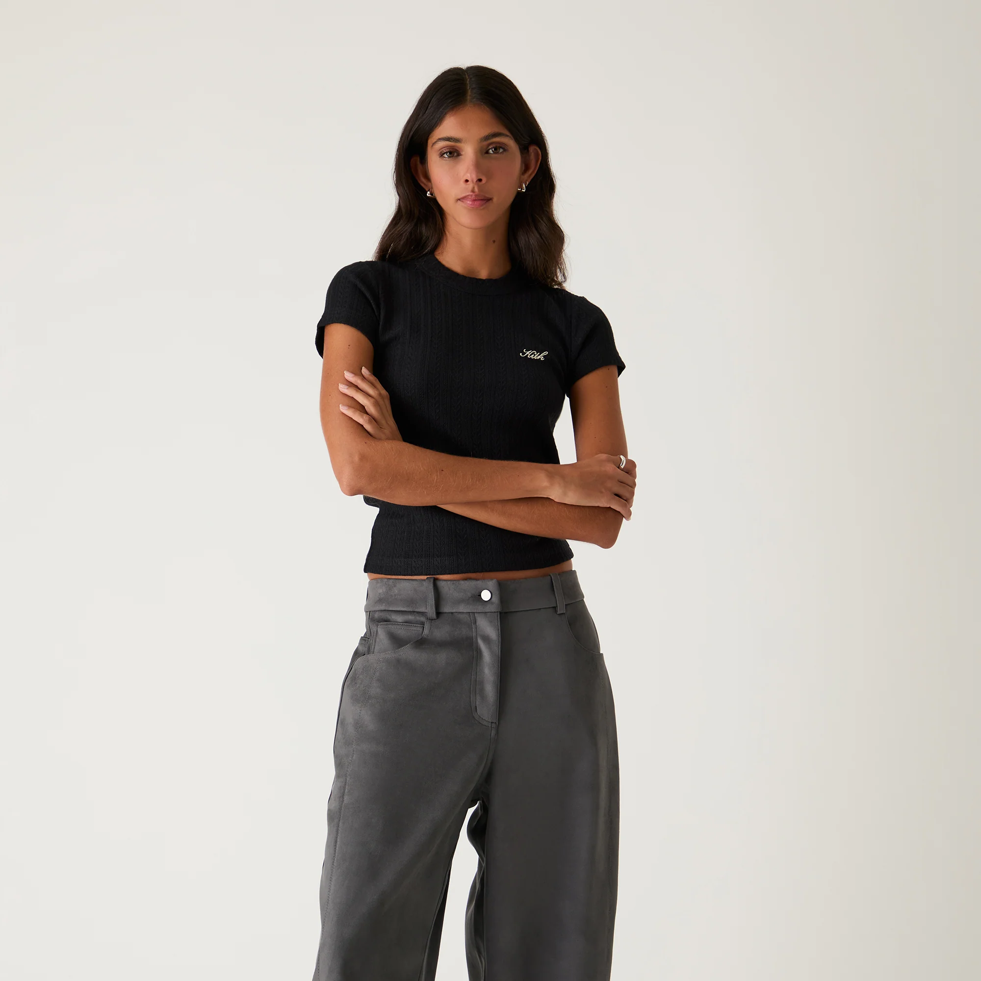 Kith Women Mulberry IV Pointelle Tee - Black - Image 2