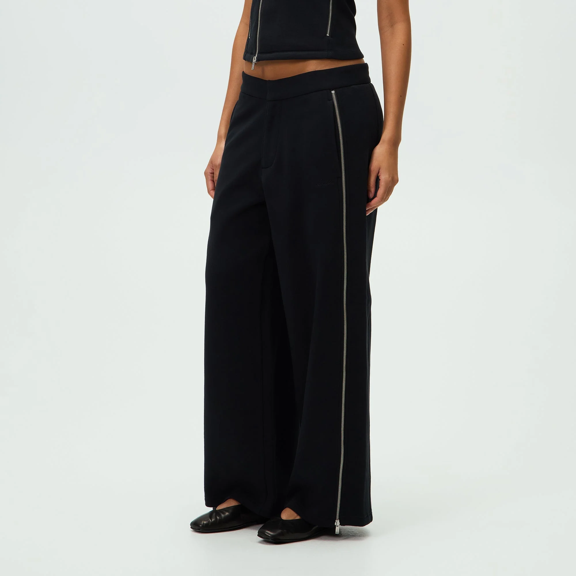 Kith Women Fain Zip Fleece Trouser - Black - Image 2