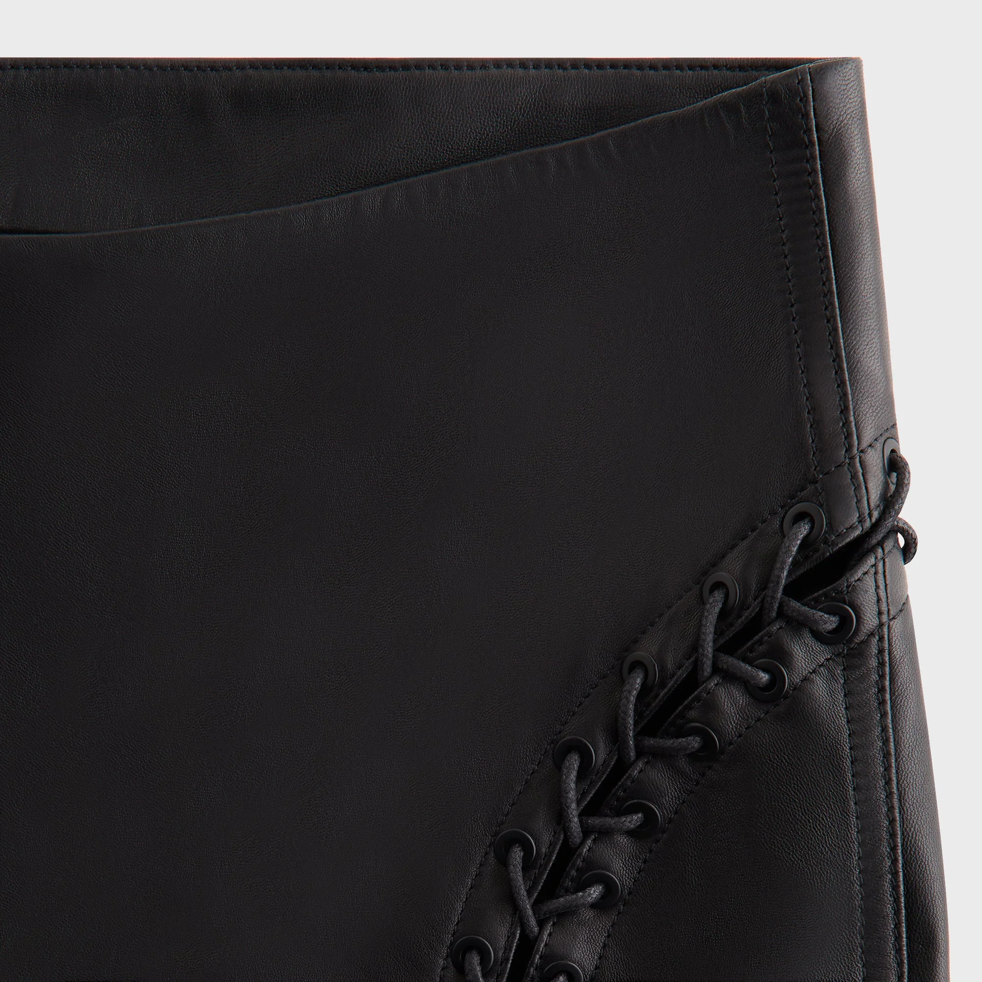 Lisa for Kith Women Cerise Leather Lace Up Pant - Black - Image 4