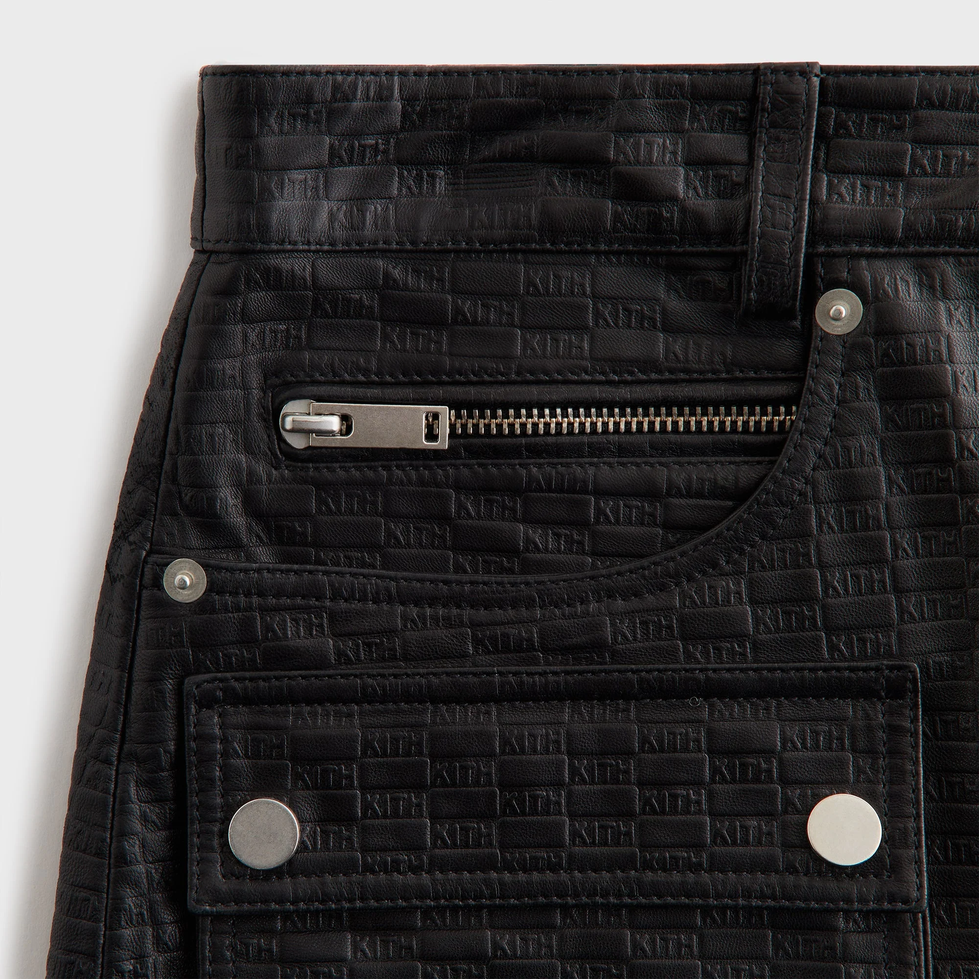 Lisa for Kith Women Nari Monogram Leather Mini Skirt - Black - Image 4