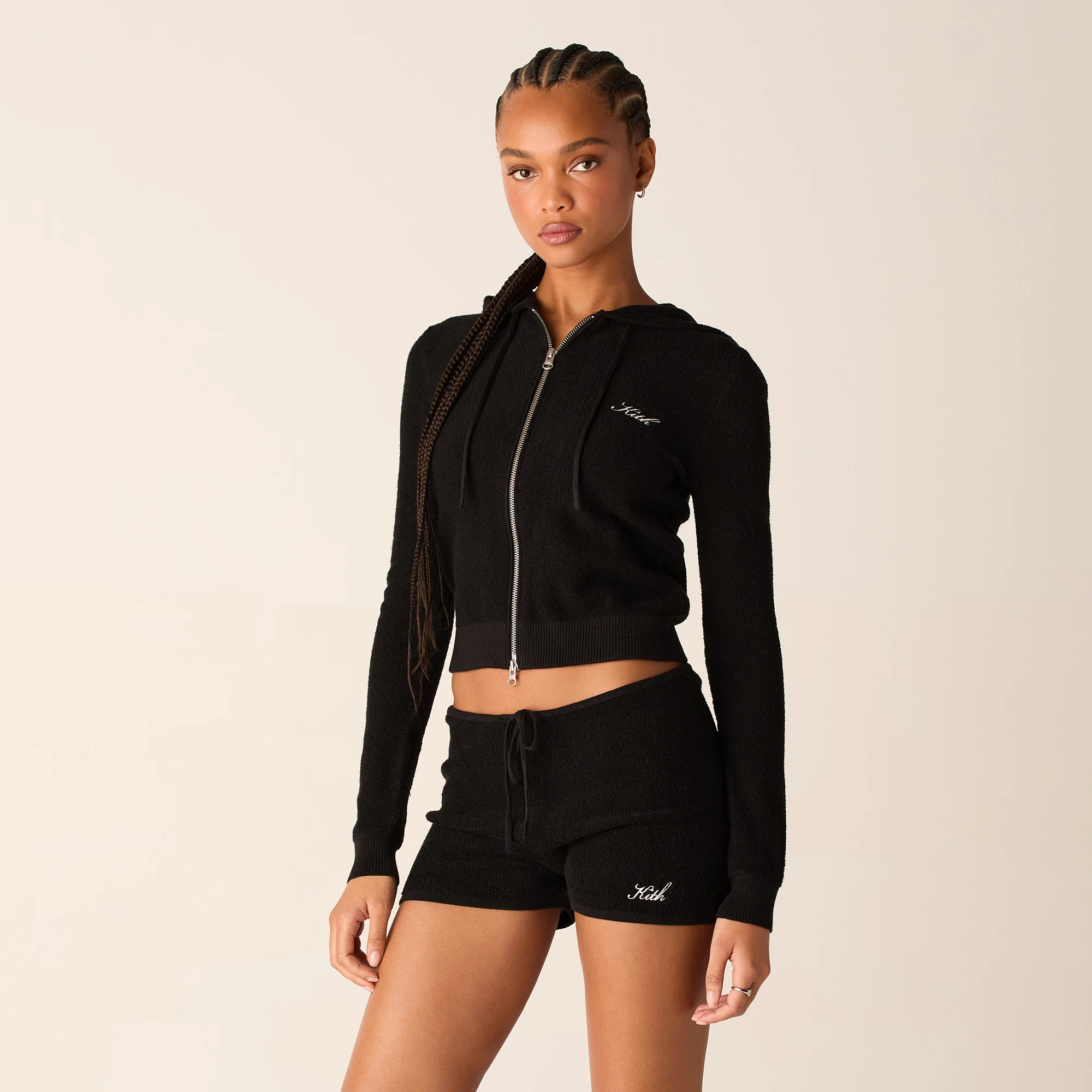 Kith Women Adley Shrunken Sweater Hoodie - Black - Image 2