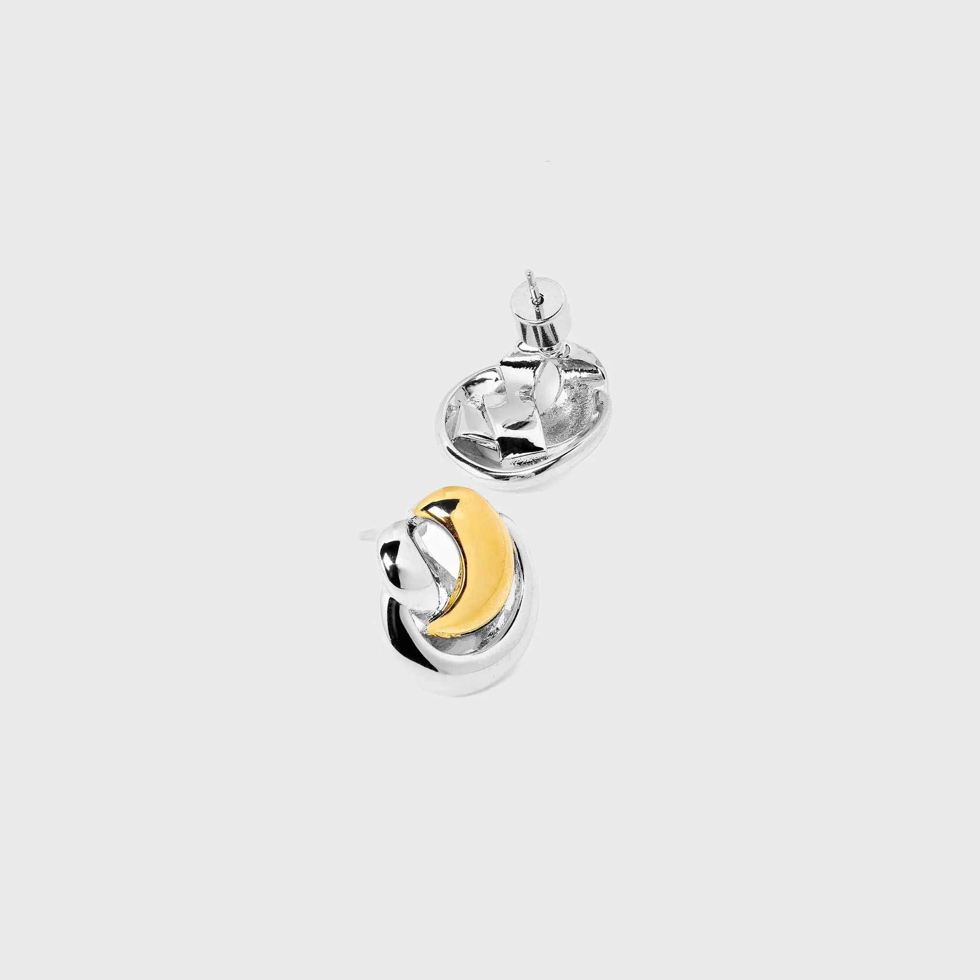 Black Suede Studio Knot Earring - Silver / Gold - Image 2
