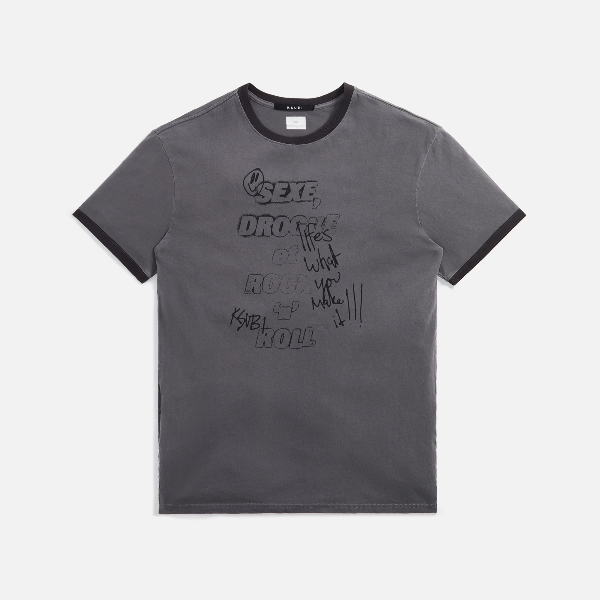Ksubi Sexe Kash Ringer Tee - Charcoal