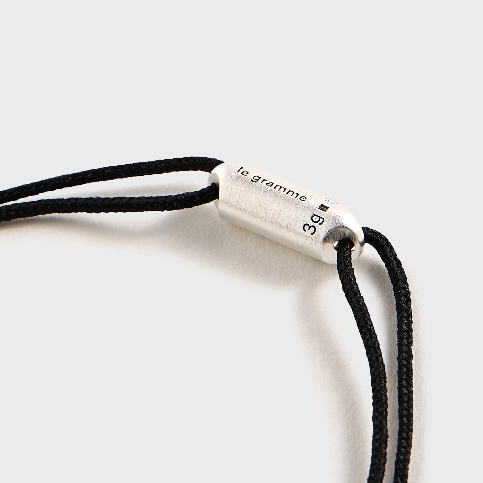 Le Gramme 3g Brushed Sterling Silver Black Cord Bracelet Segment - Silver / Black - Image 2