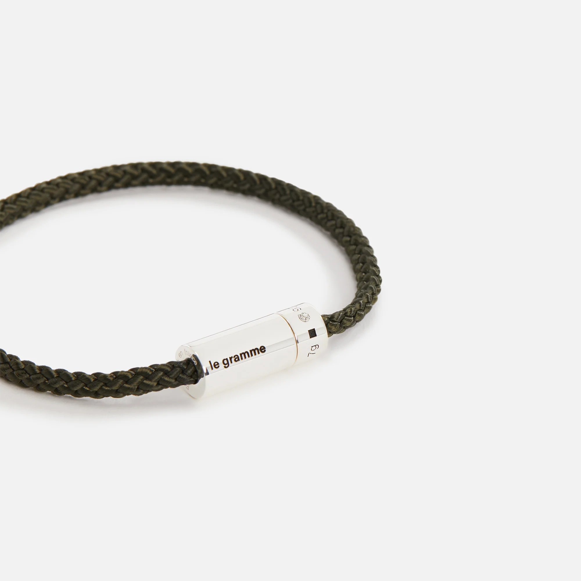 Le Gramme 7G Polished Nato Cable Bracelet - Khaki - Image 2