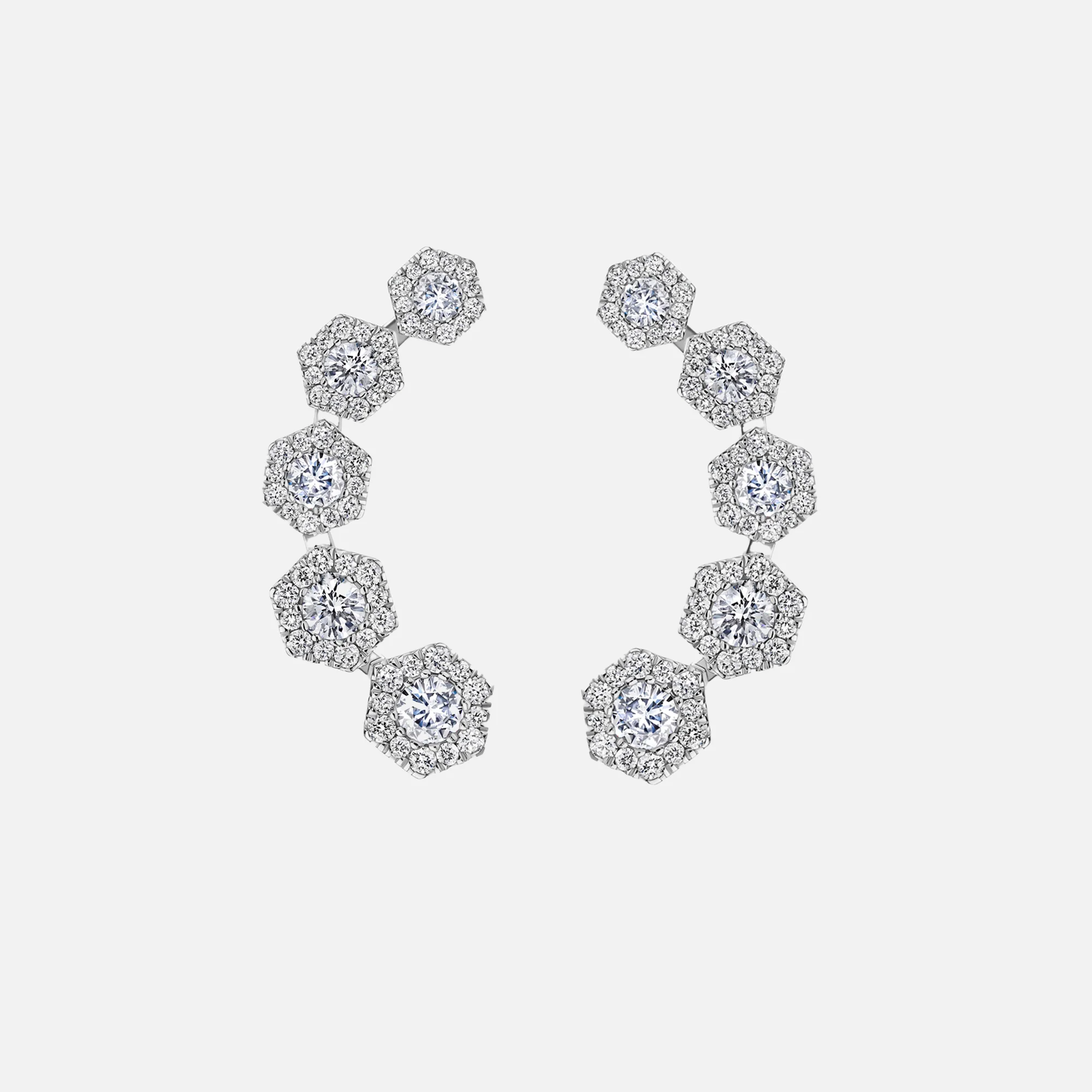 VL Cepher Lierne Long Cascading Diamond Earrings - White Gold - Image 2