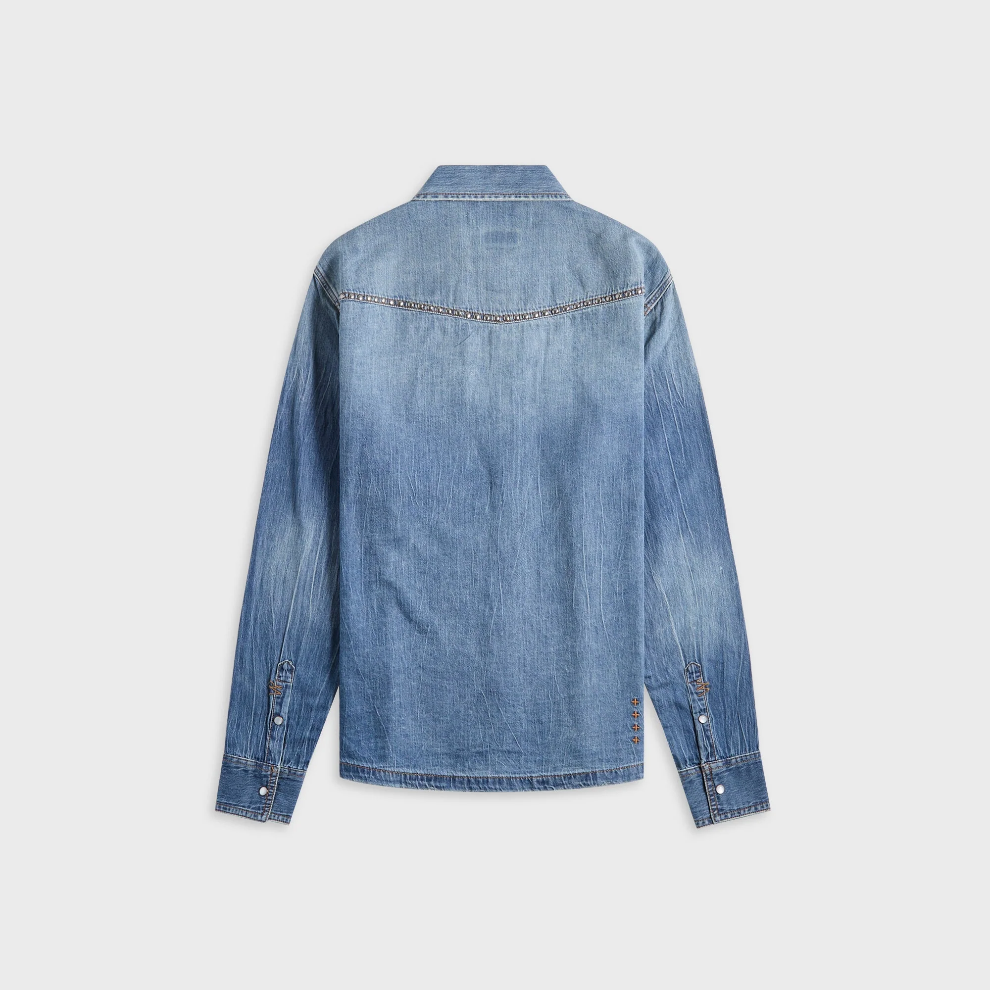 Ksubi Whiplash Long Sleeve Shirt Texas Blue Studded - Stone Washed Denim - Image 2