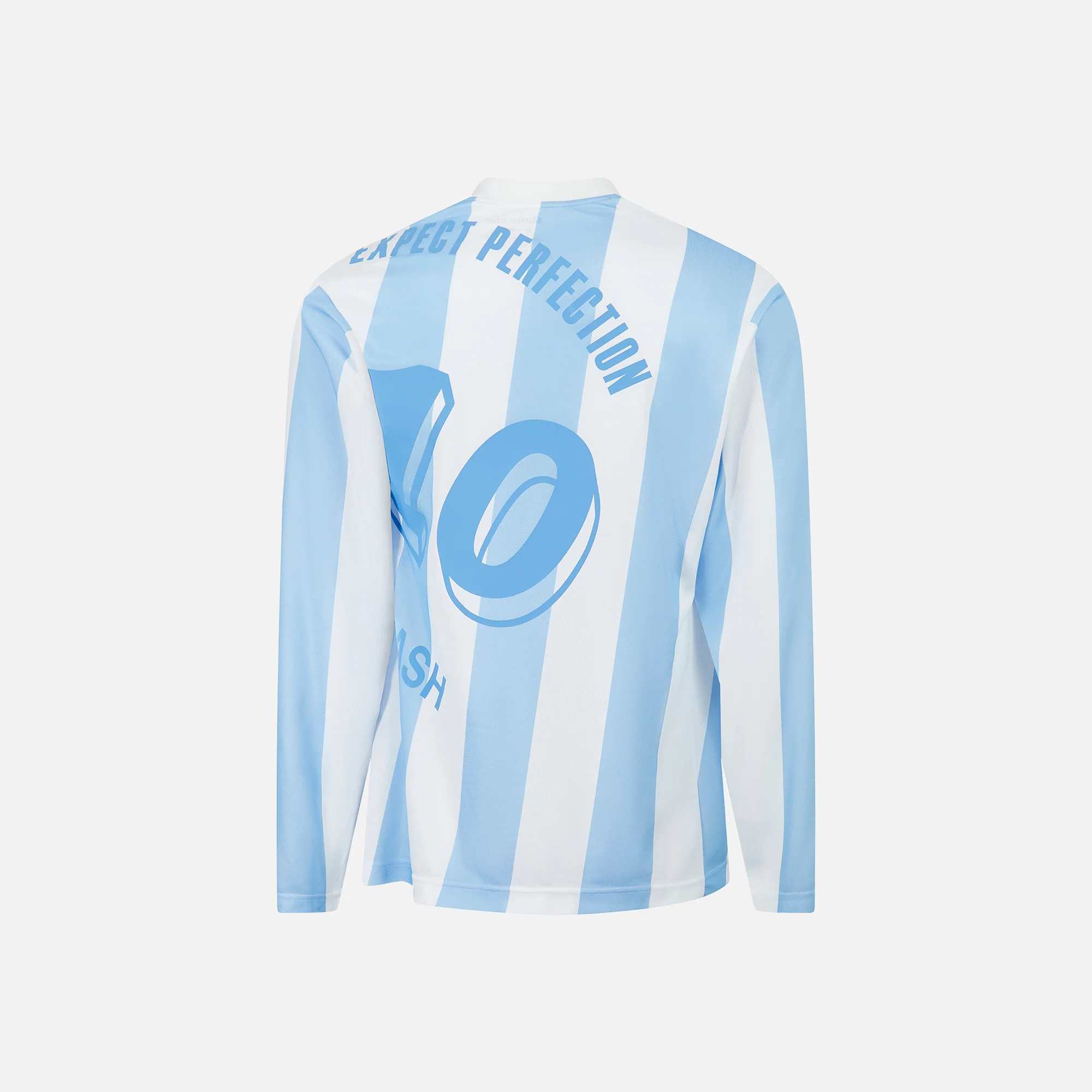 Martine Rose Twist Football Top - White / Light Blue Stripe - Image 2