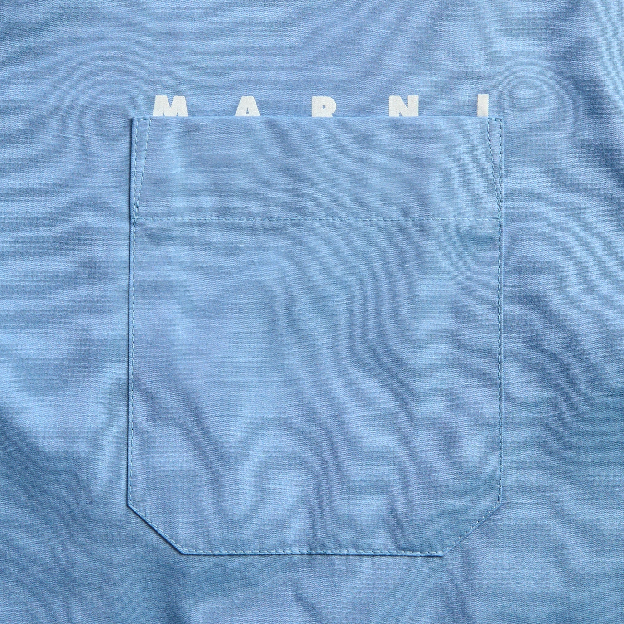 Marni Logo Poplin Camp Shirt - Iris Blue - Image 3