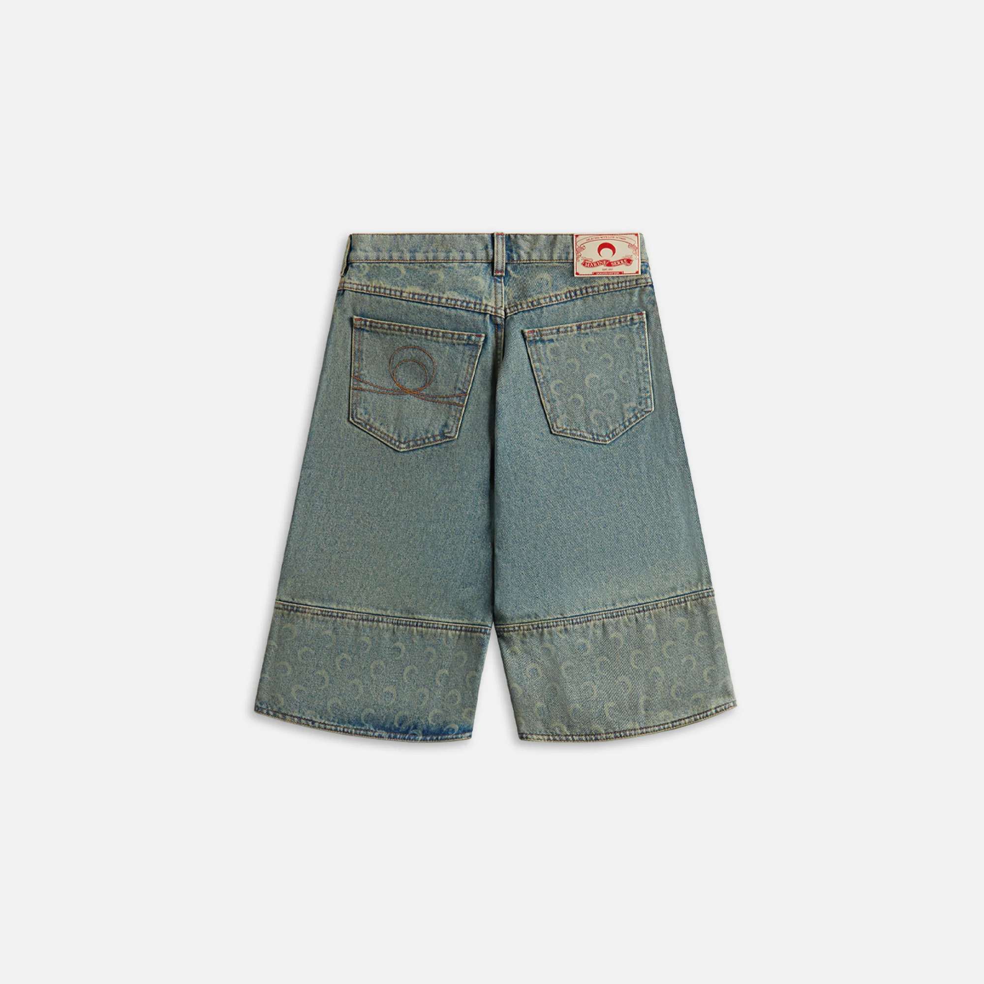 Marine Serre Moon Laser Denim Bermudas - Light Beige - Image 2