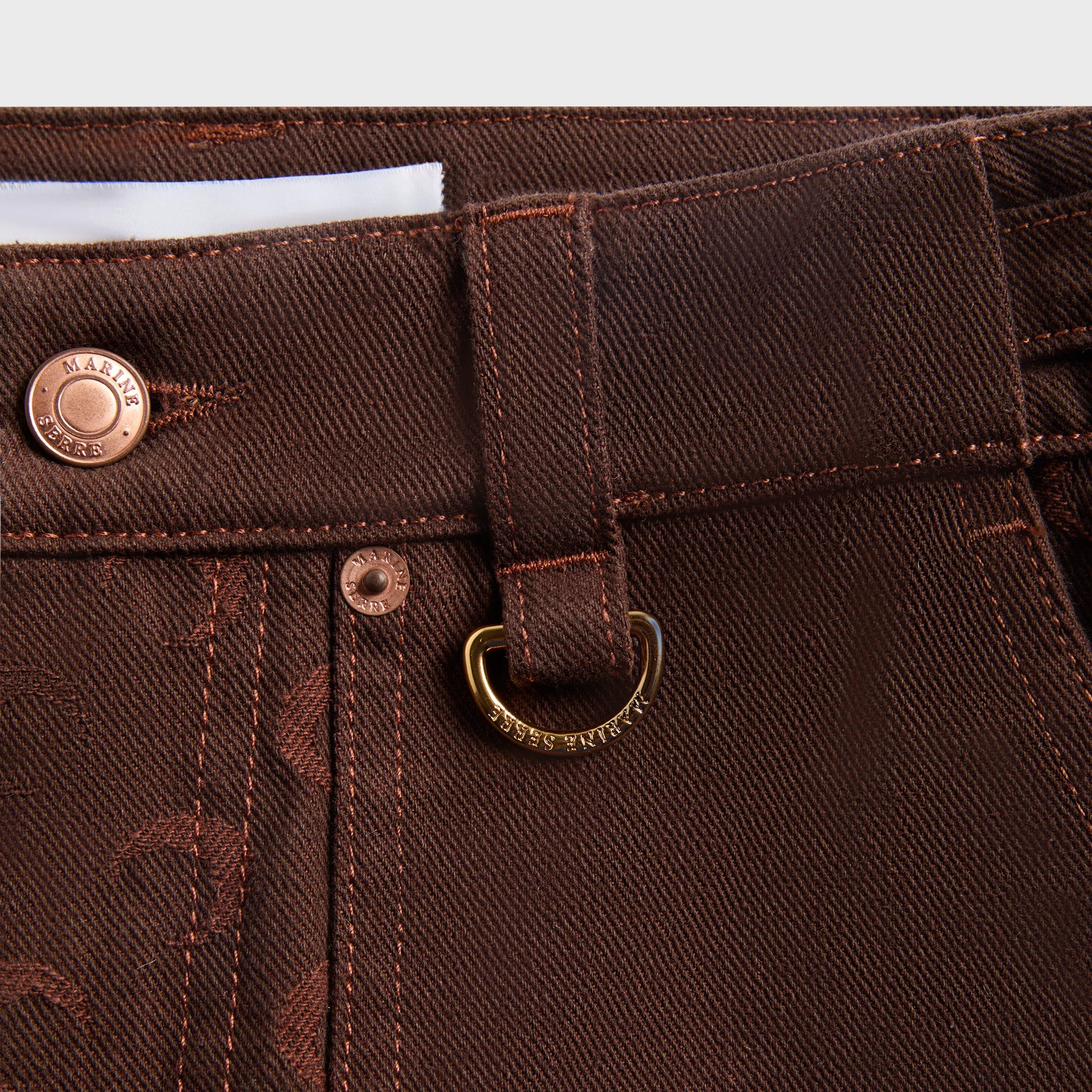 MARINE SERRE Moon Jacquard Twill Workwear Pant - Deep Brown - Image 3