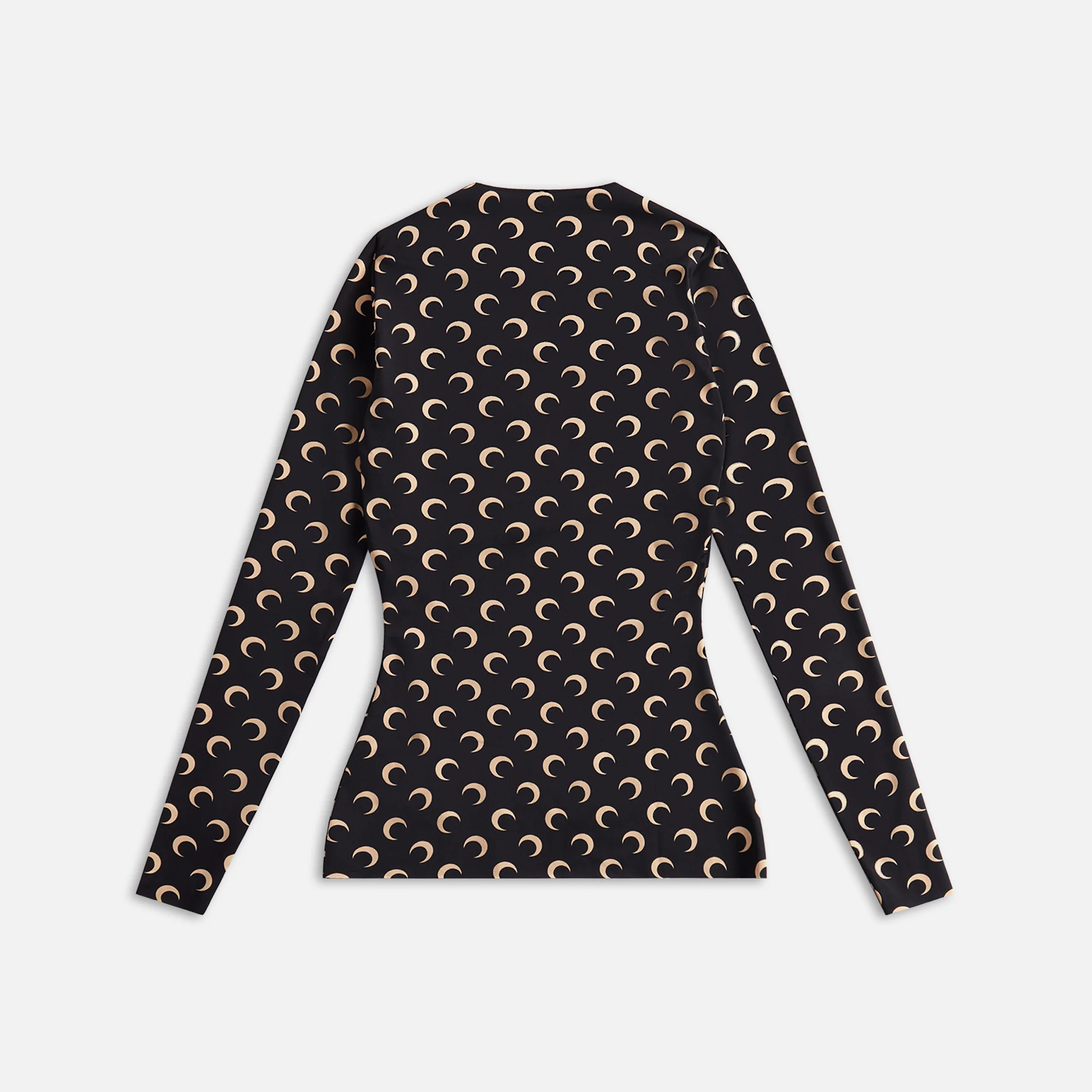 Marine Serre Moon Printed Jersey Second Skin Crewneck - Moon Tan on Black - Image 2