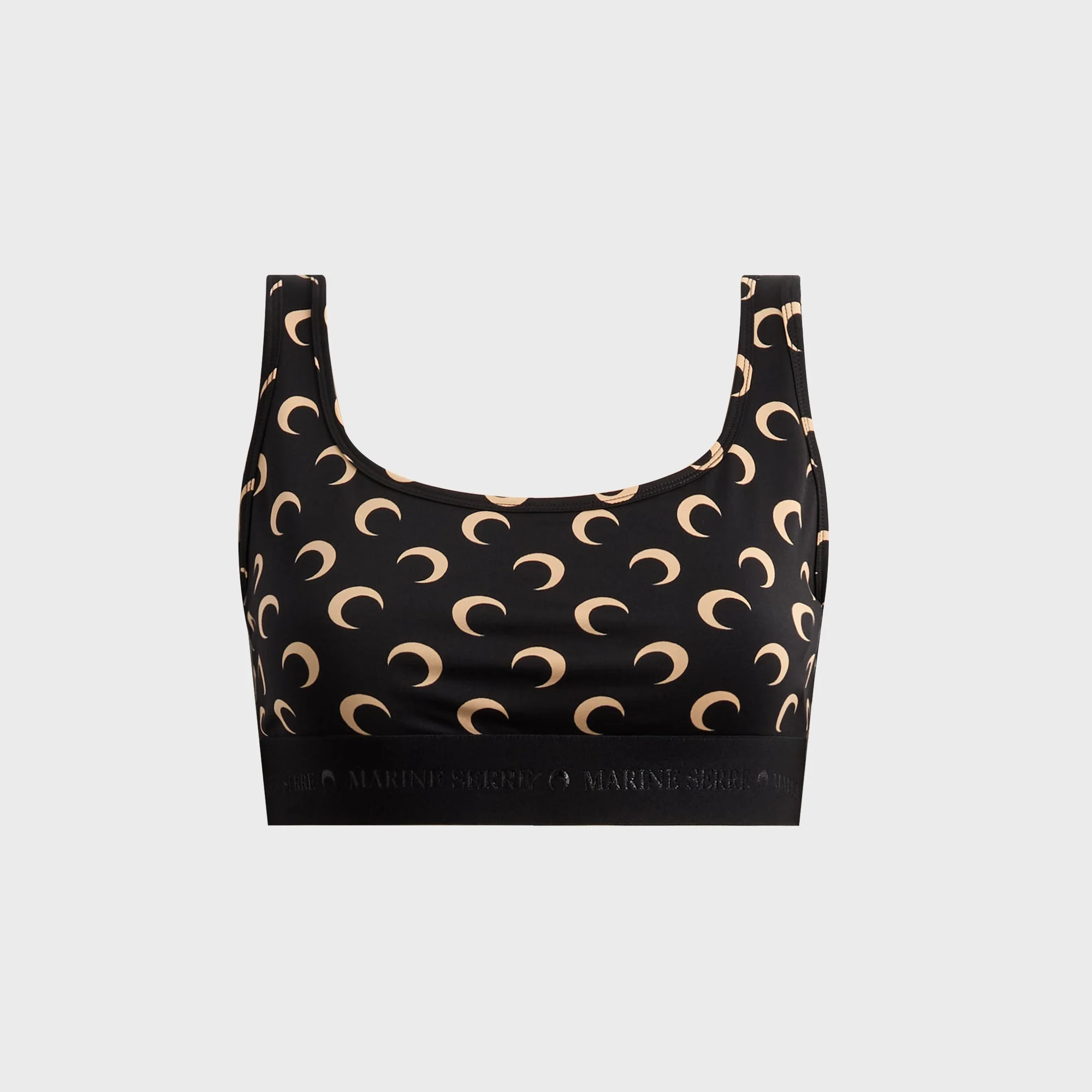 Marine Serre Moon Printed Jersey Sports Bra - Black