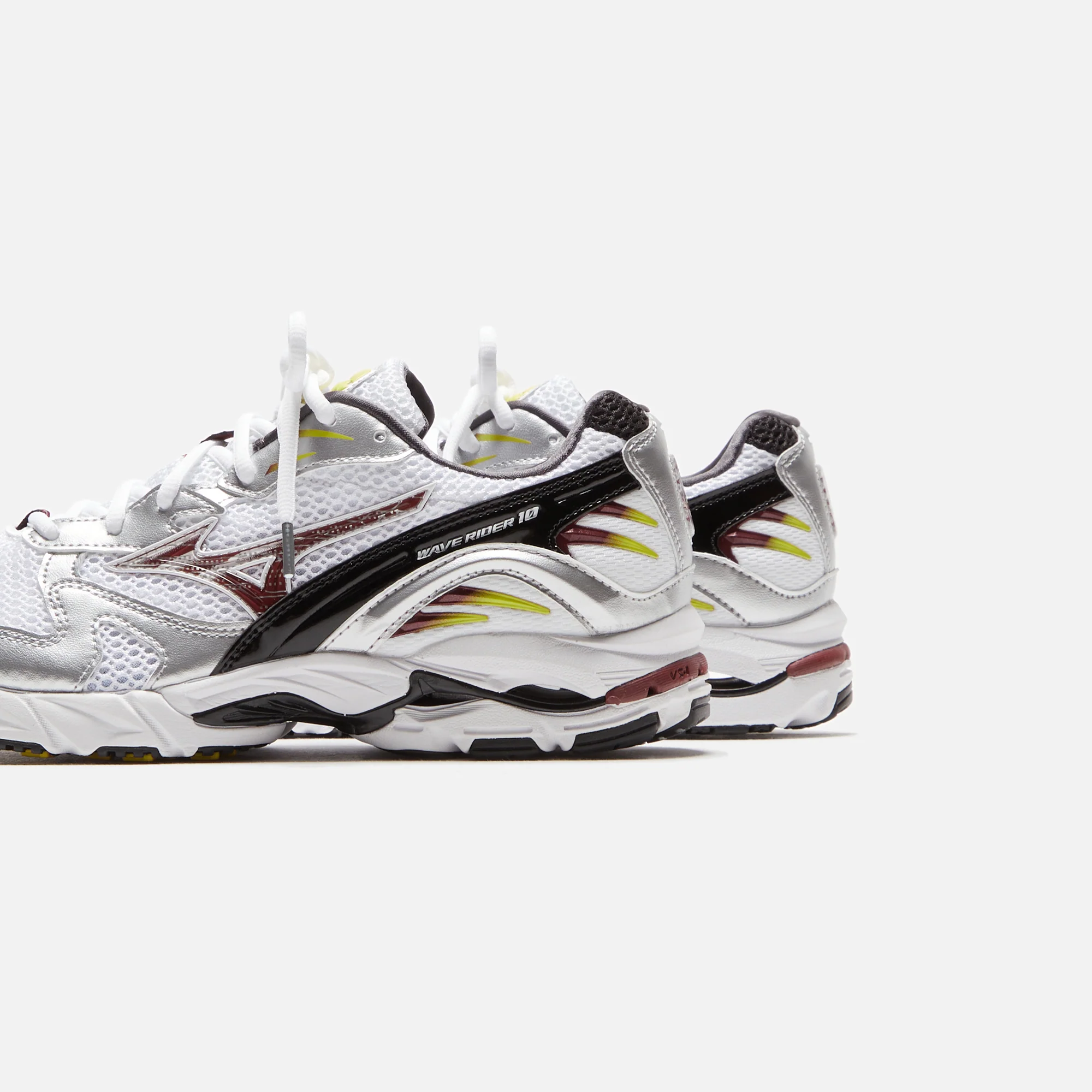 Mizuno Wave Rider 10 - White / Cabernet / Silver - Image 3