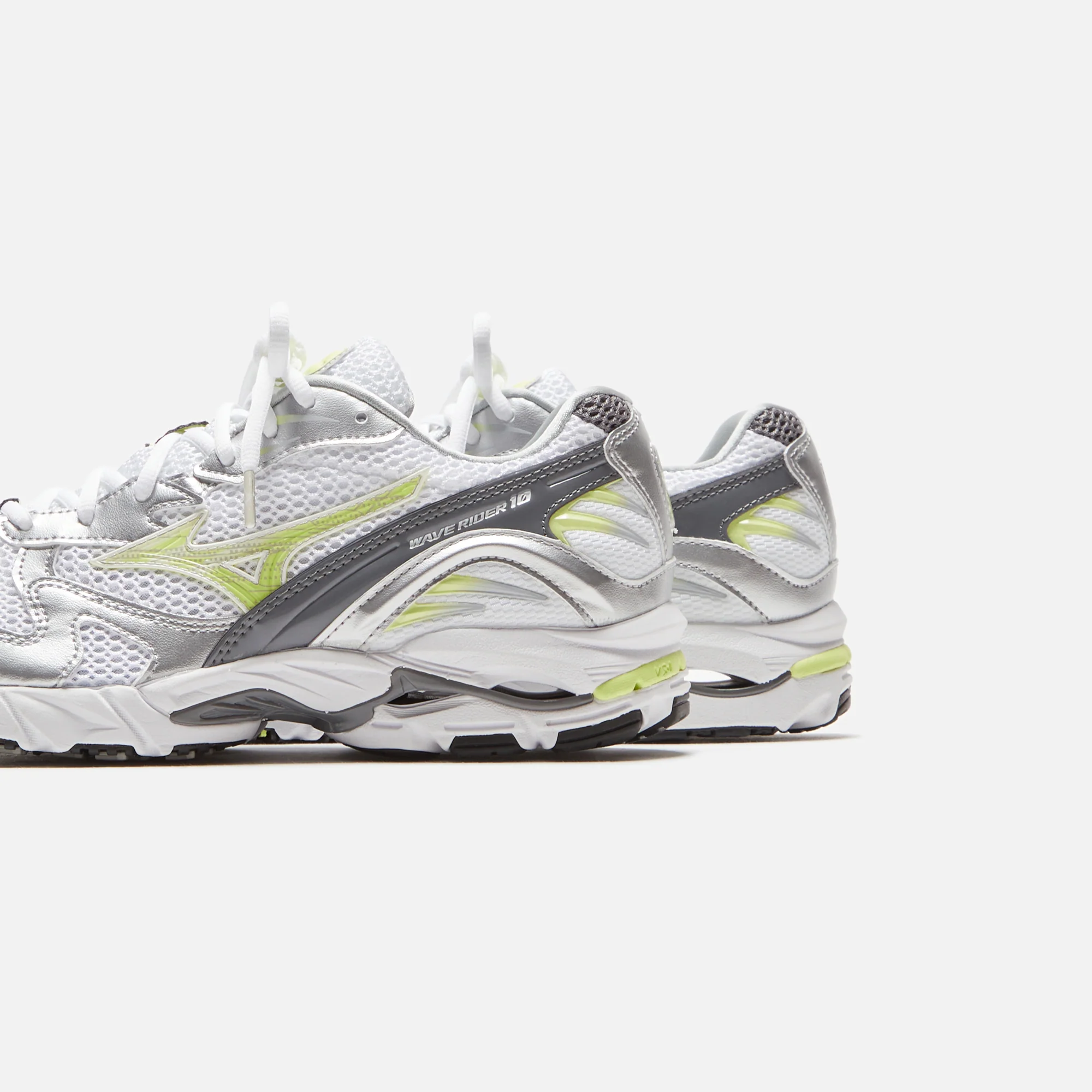Mizuno Wave Rider 10 - White / Sunny Lime / Silver - Image 3