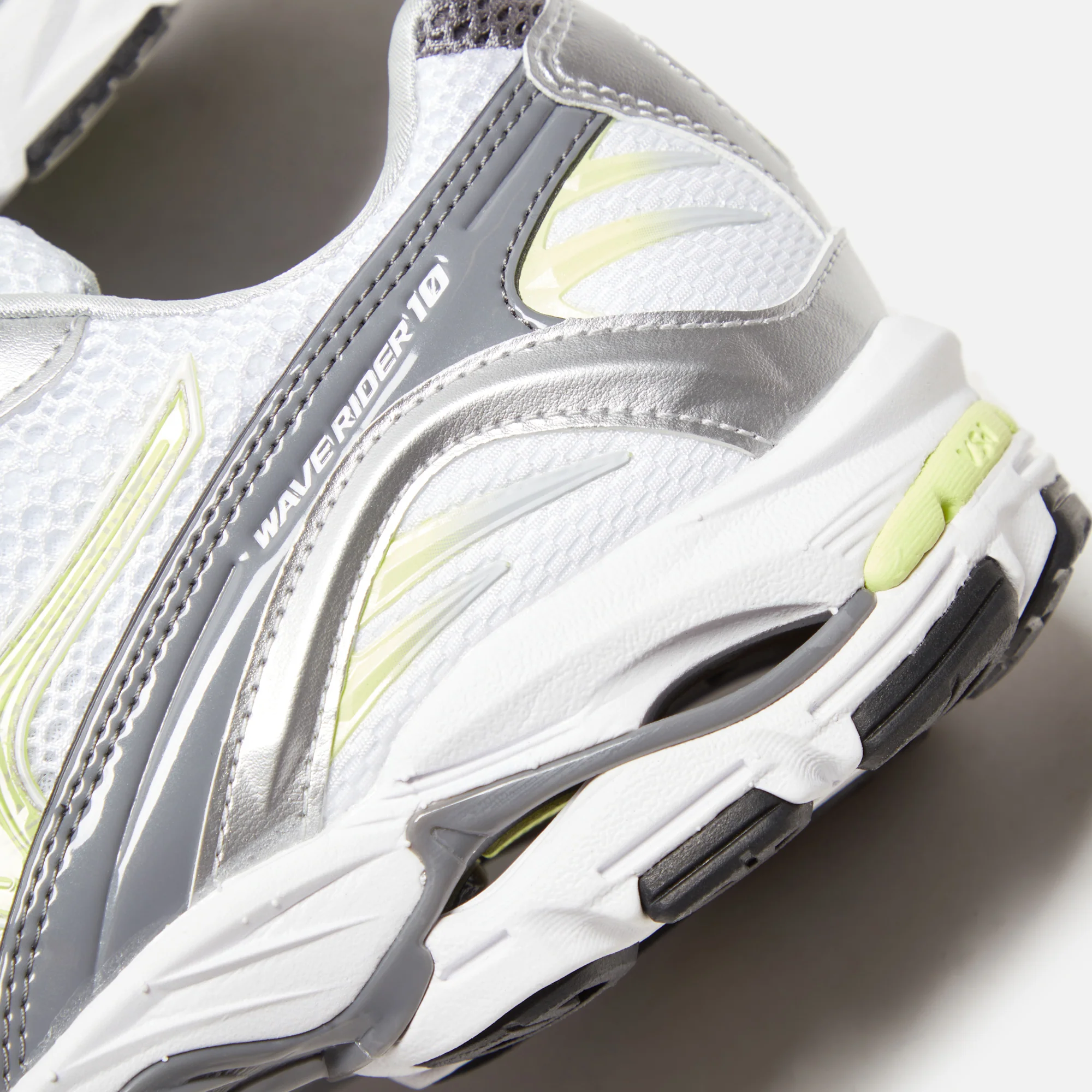 Mizuno Wave Rider 10 - White / Sunny Lime / Silver - Image 5