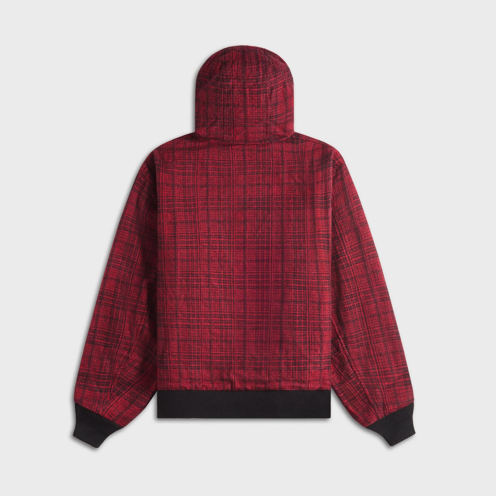 Needles Zipped Wool Glen Plaid Work Hoody - Red - Image 2