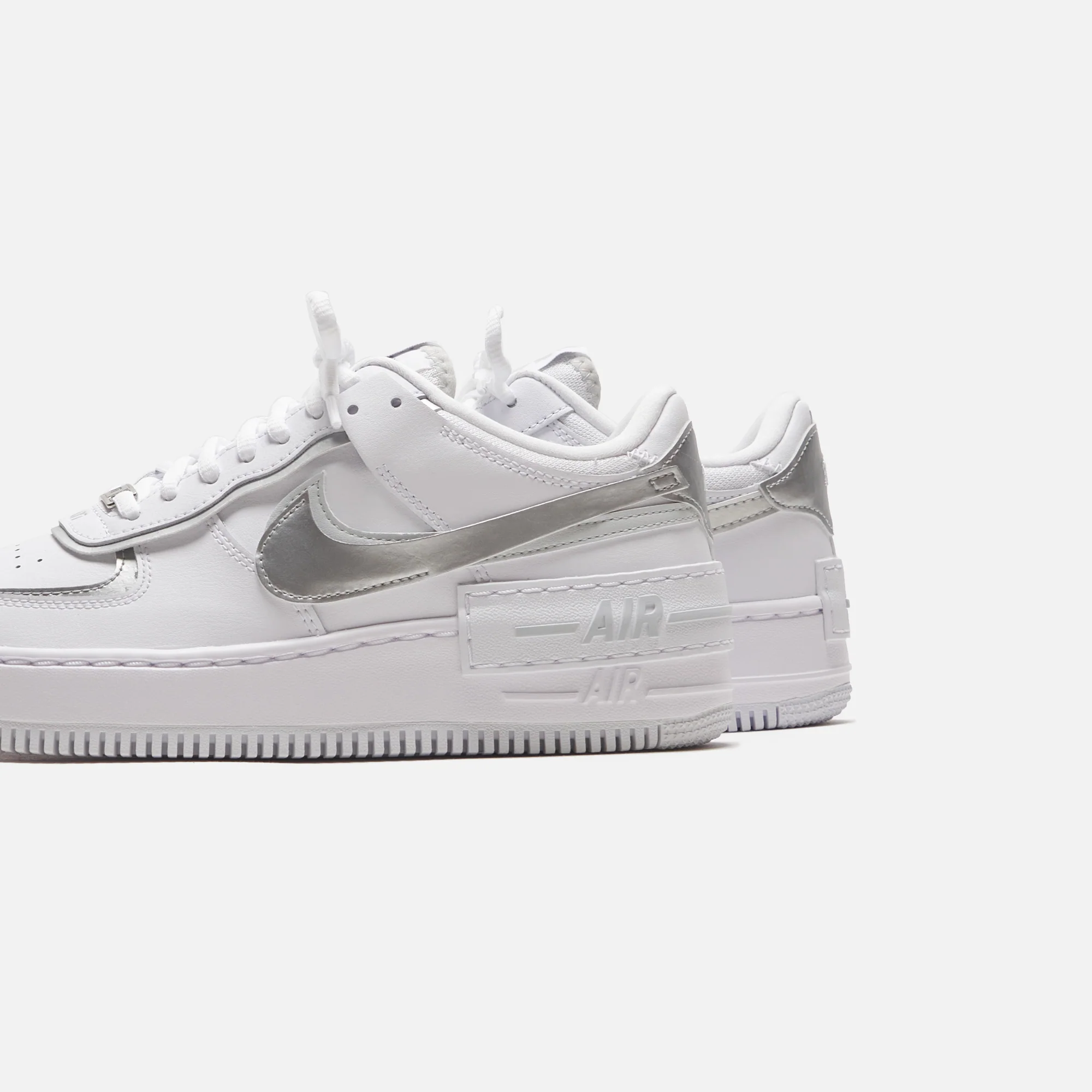 Nike Wmns Air Force 1 - White / Pure Platinum / Blackened Blue / Metallic Silver - Image 3