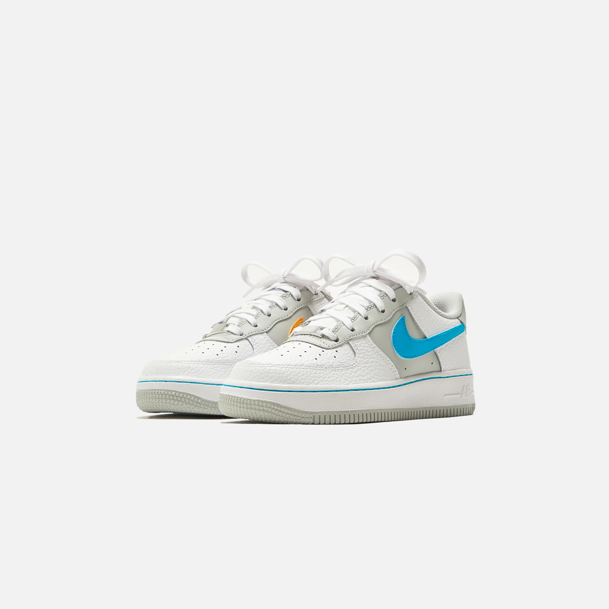 Nike Grade School Air Force 1 Emb - White / Turquoise Blue / Grey Fog - Image 2