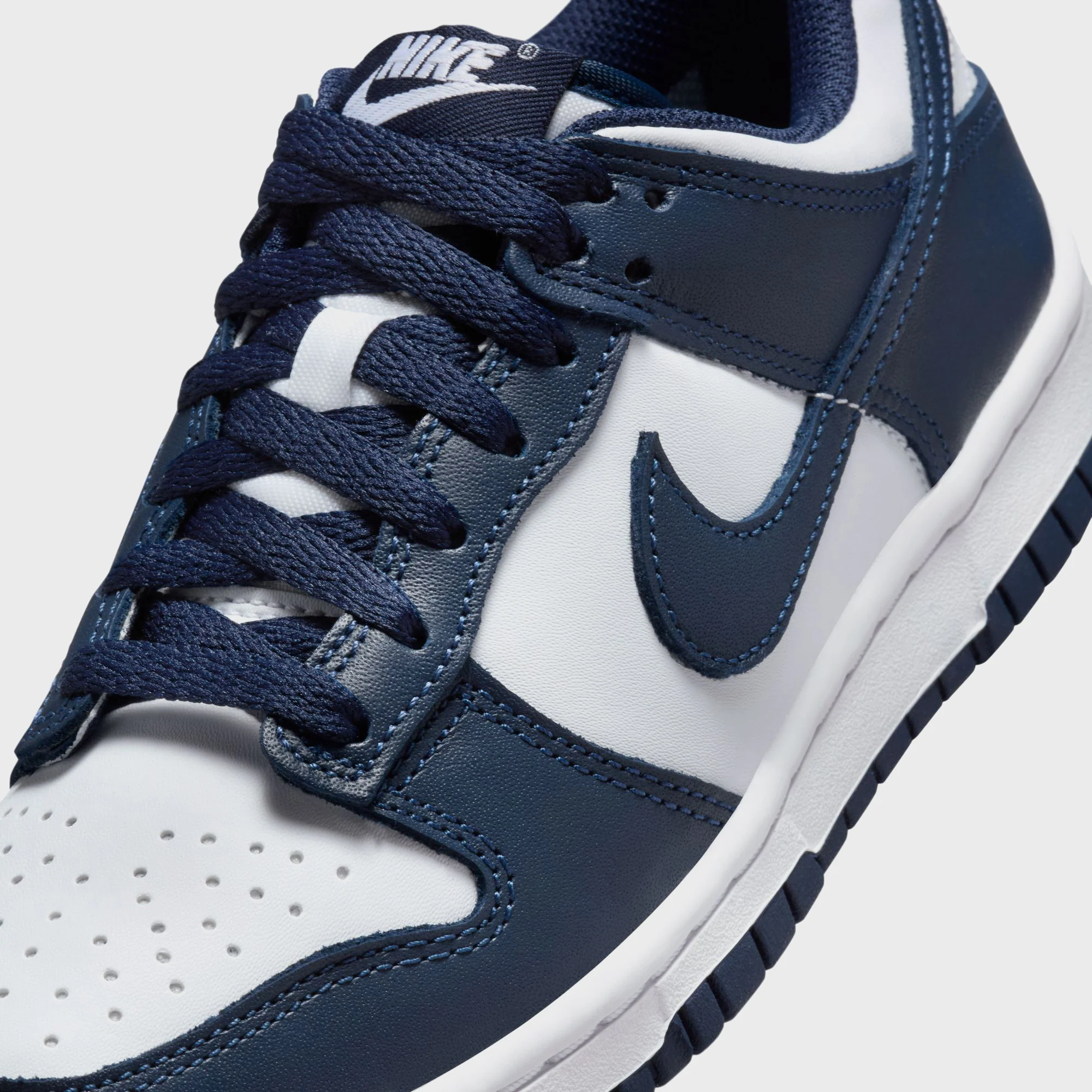 Nike GS Dunk Low - White / Midnight Navy - Image 6