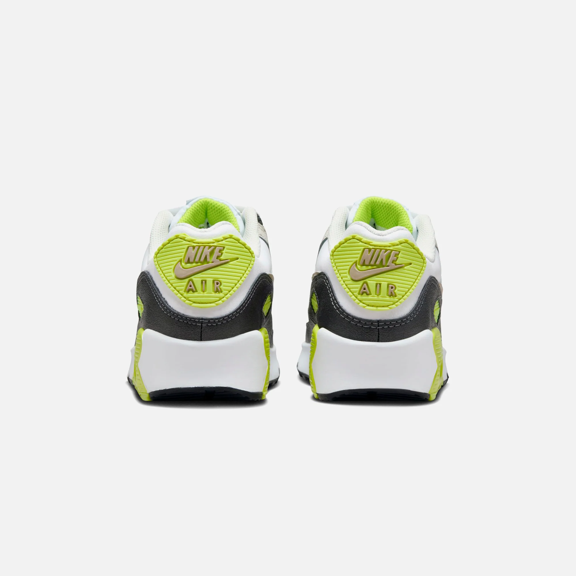 Nike GS Air Max 90 - White / Khaki / Cyber / Dark Smoke Grey - Image 6